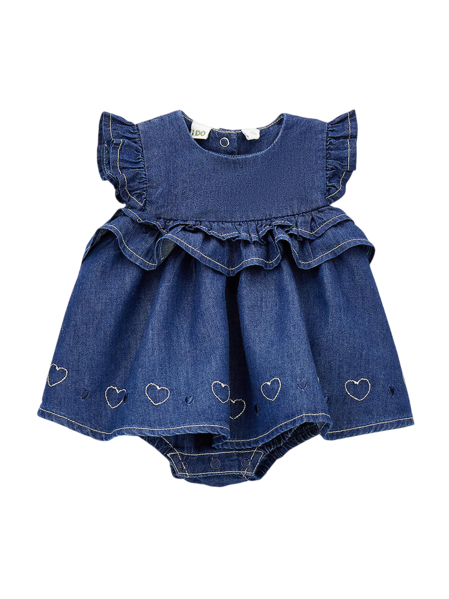 iDo abito pagliaccetto neonata in denim lavaggio blu 4G204 7410 iDO 