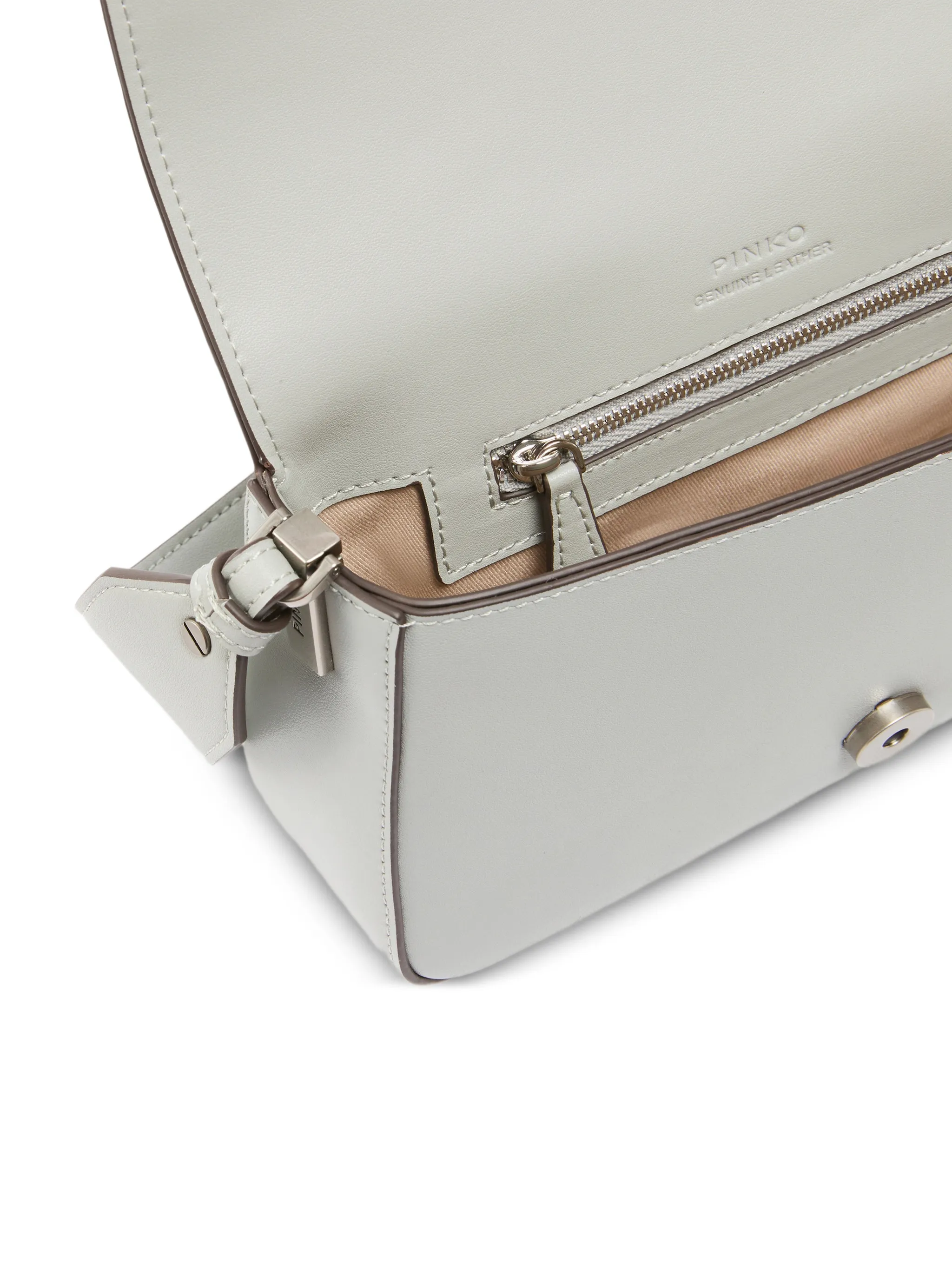 Pinko borsa Love Bag One Mini Slouchy in pelle grigio perla argento 104340-A0QO K32O PINKO 