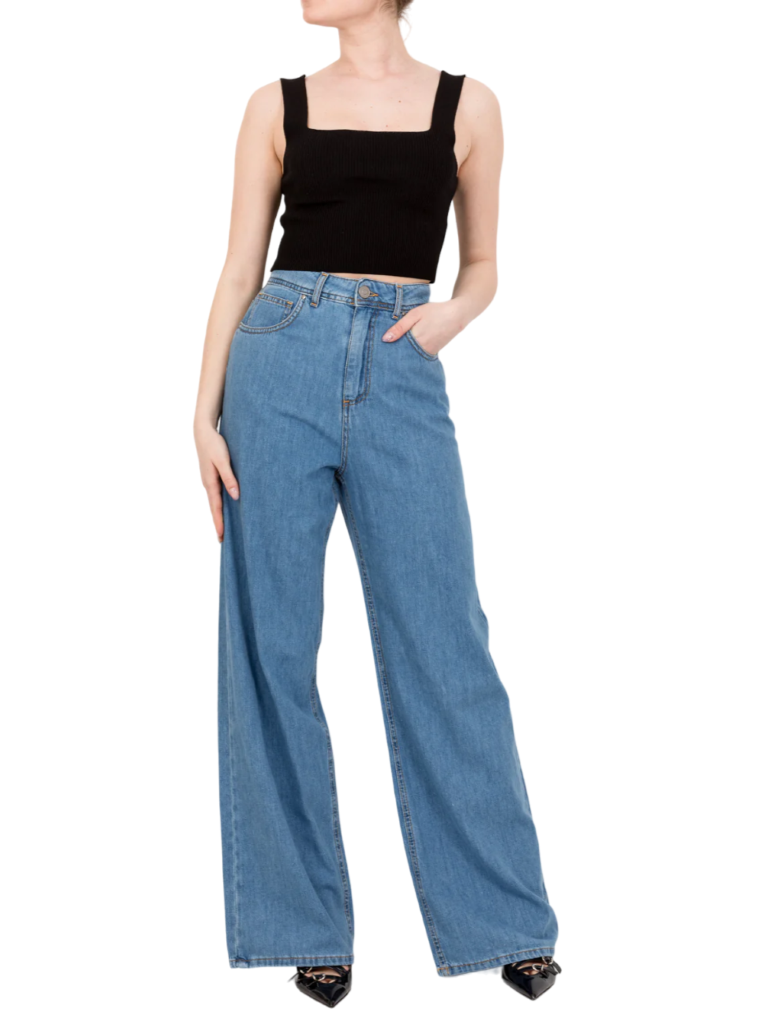 Tensione In jeans a palazzo lavaggio blu medio FR3523-J014-H997 UNICA TENSIONE IN 