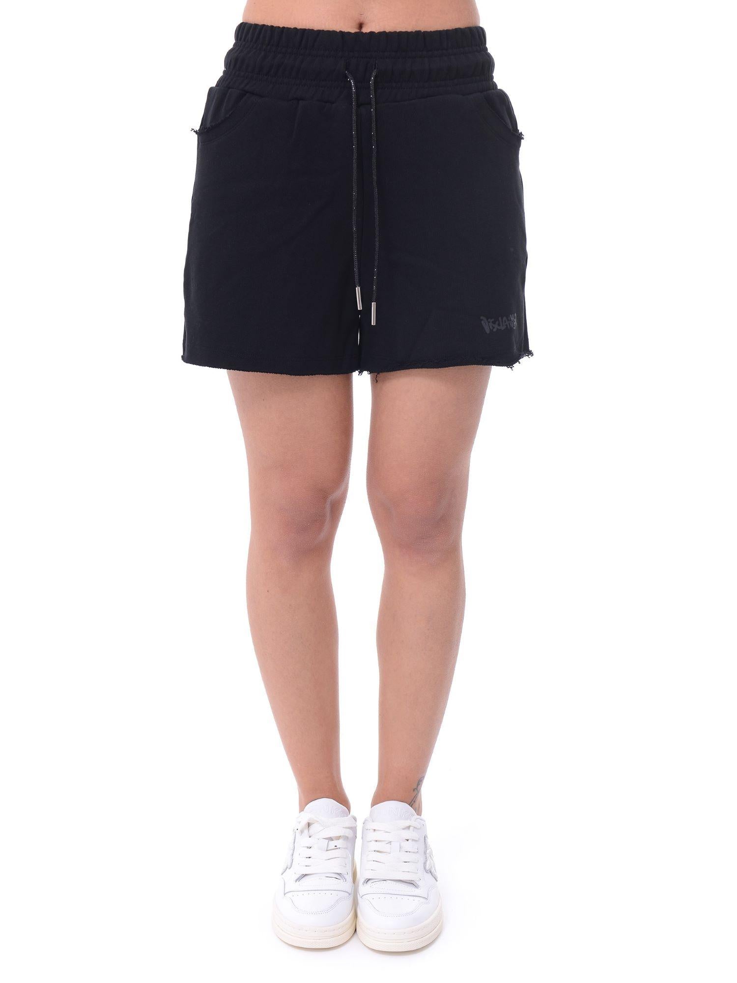 Disclaimer shorts in felpa con logo nero