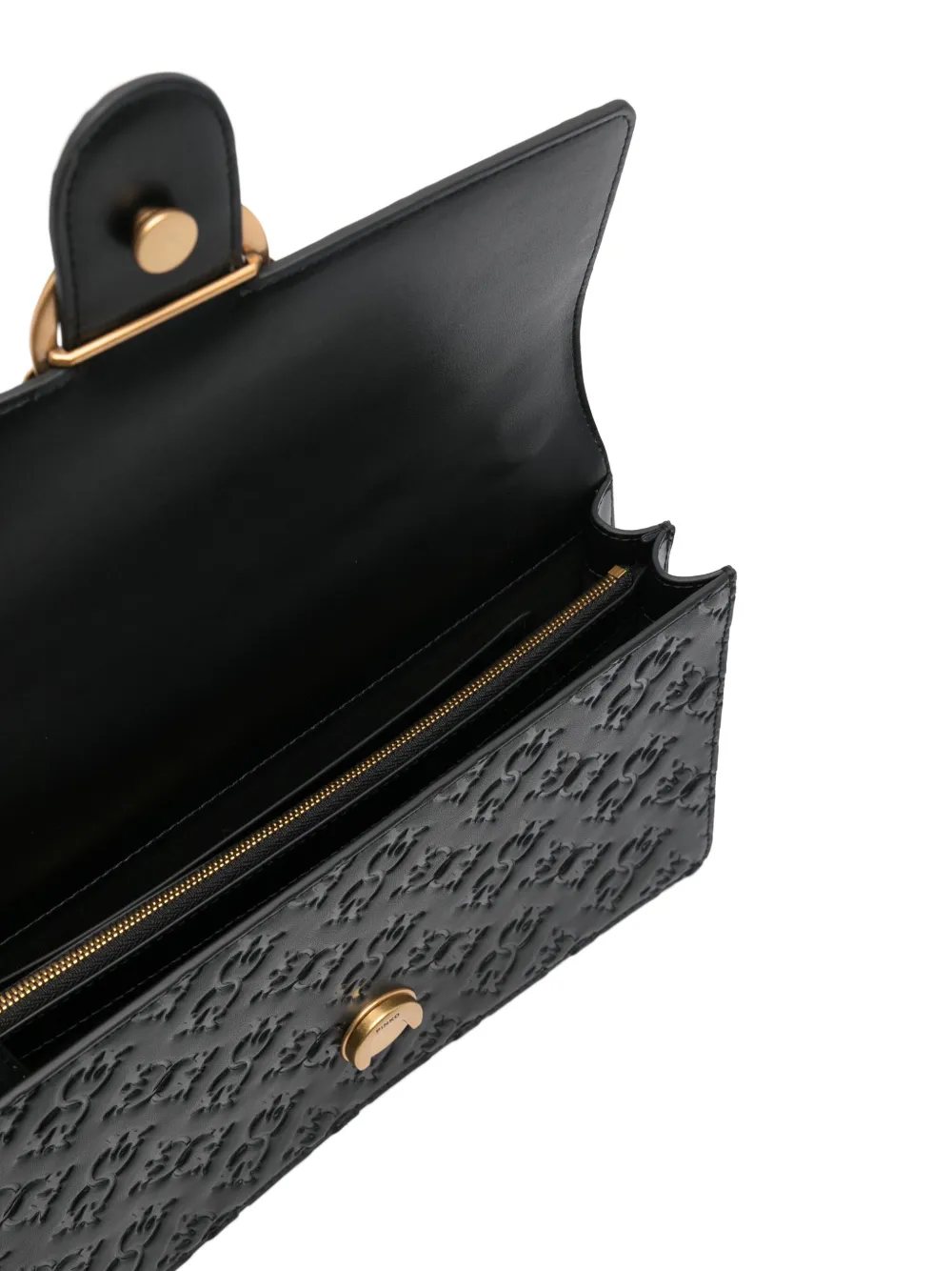 Pinko borsa Love Bag One Classic in pelle con logo imprimè nero 100941-A1YB Z99Q PINKO 