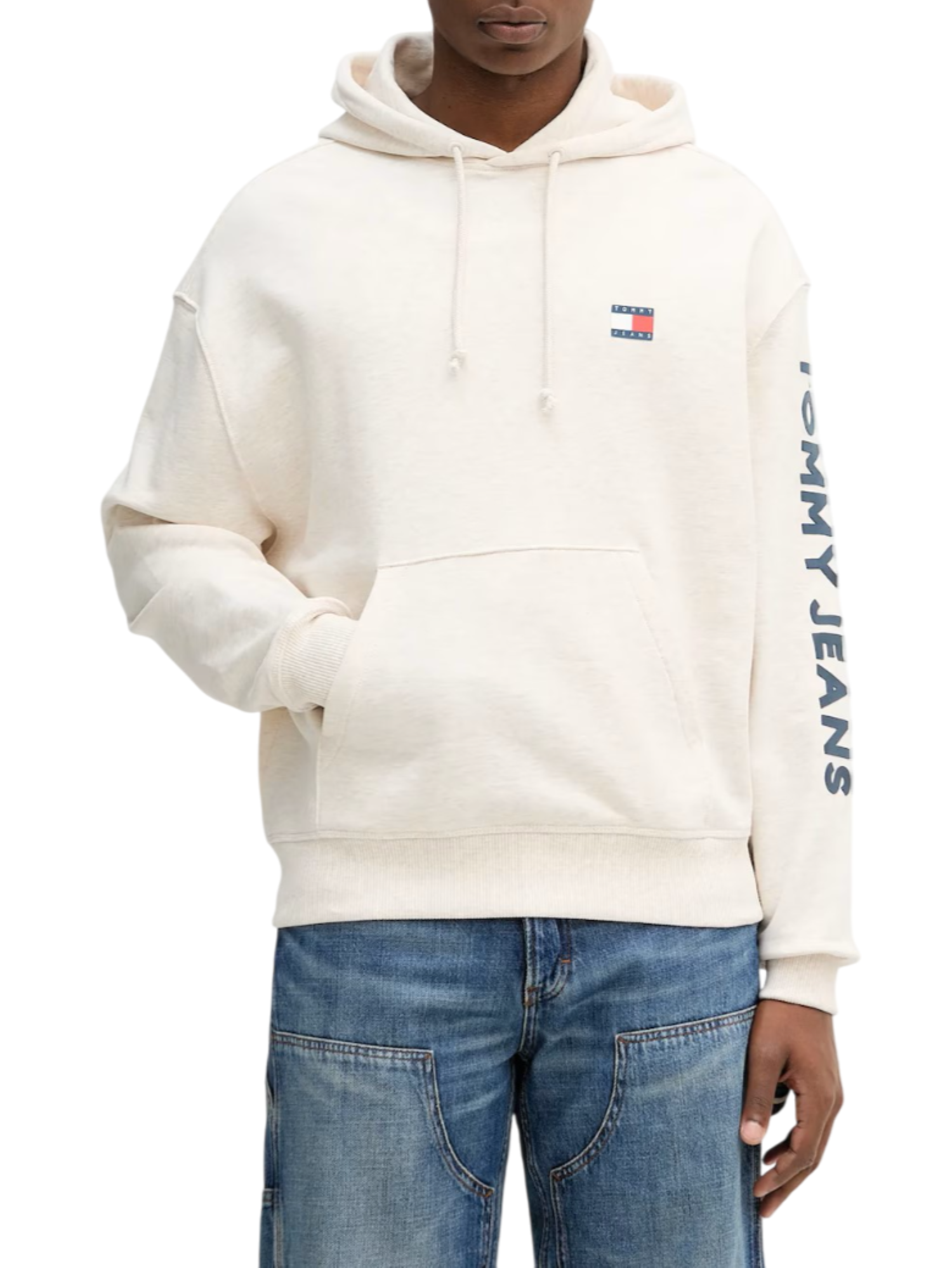 Tommy Hilfiger felpa con cappuccio maxi logo ecrù DM0DM21834 AE3 Tommy Jeans 