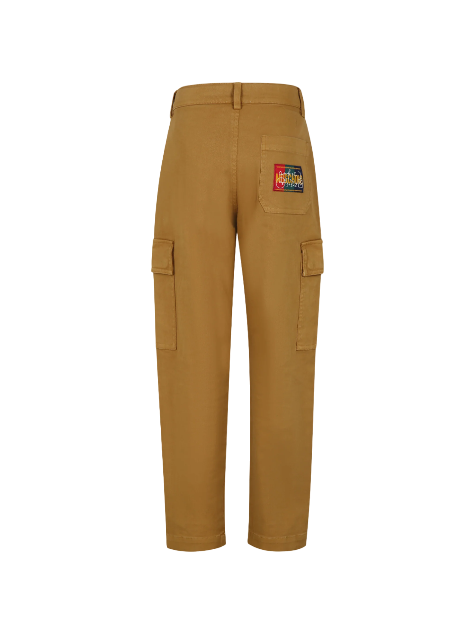 Moshino pantaloni cargo slim fit in gabardina color cammello