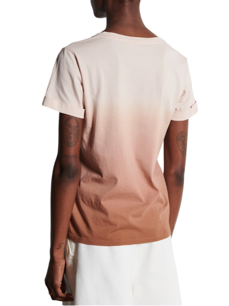 Liu Jo T-shirt manica corta effetto degradè con logo strass rosa tortora TA5267JS923 M9113 LIU JO 