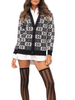 Pinko cardigan Half Breed in fantasia logata nero bianco