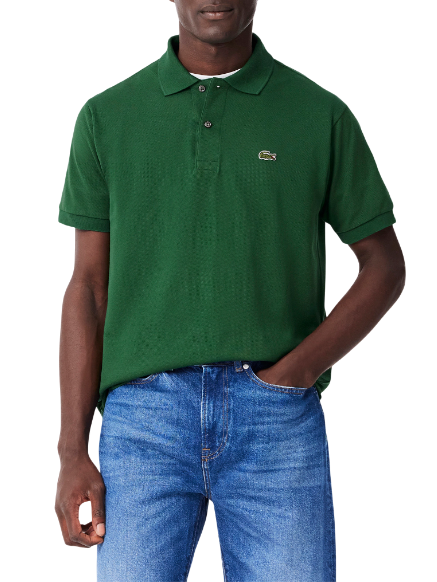 Lacoste polo manica corta 12.12 in piquè verde scuro