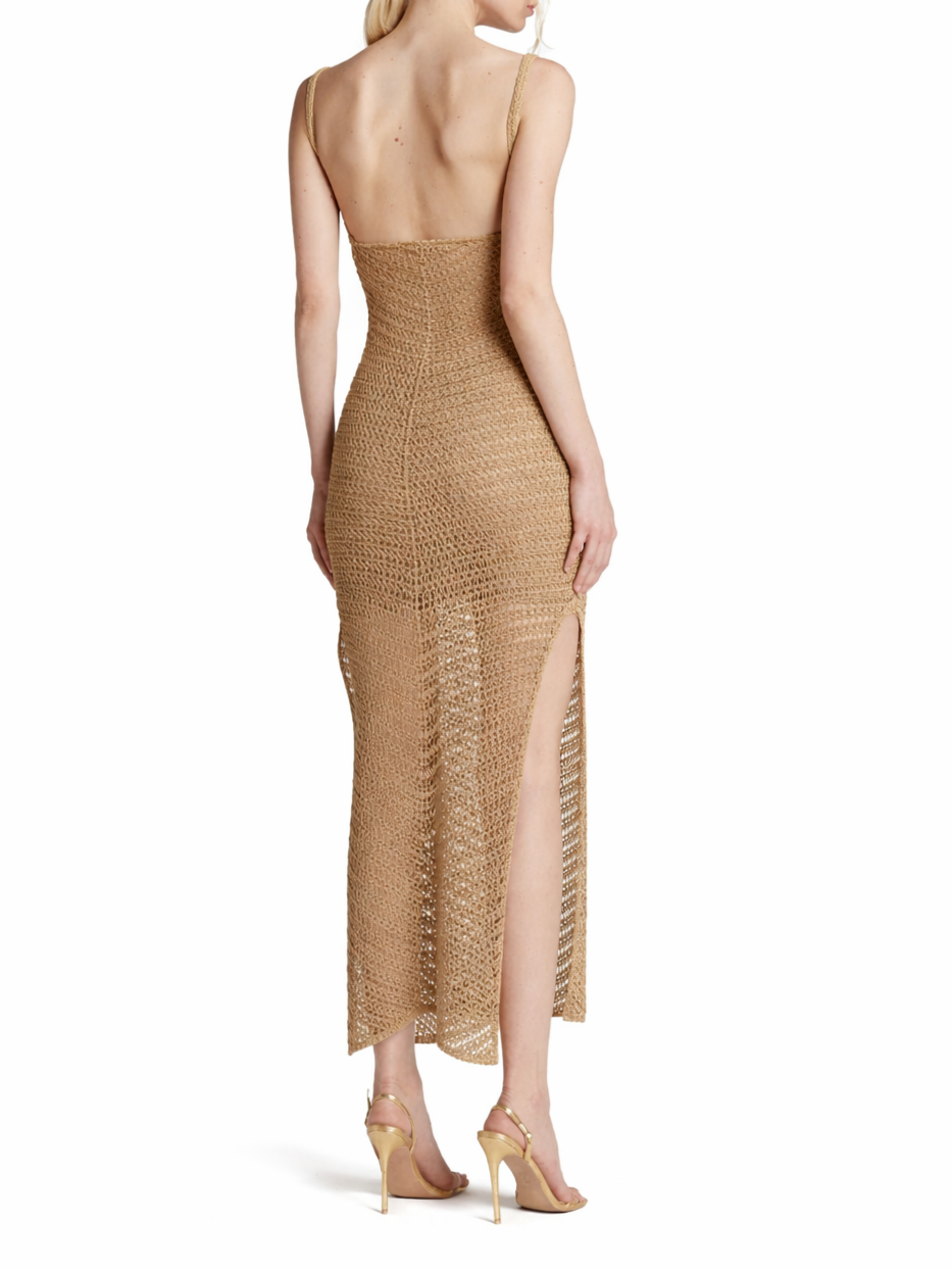 Simona Corsellini abito midi crochet lurex beige P26CPABO0201 0776 SIMONA CORSELLINI 