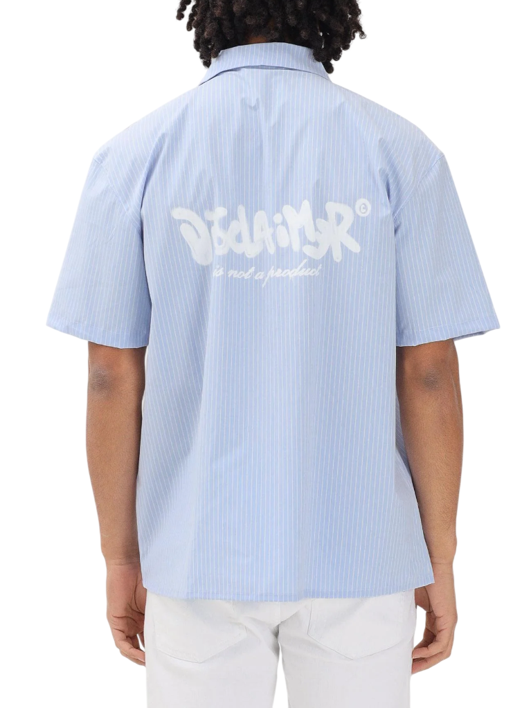 Disclaimer camicia uomo in fantasia gessata celeste 55529 CELESTE DISCLAIMER 