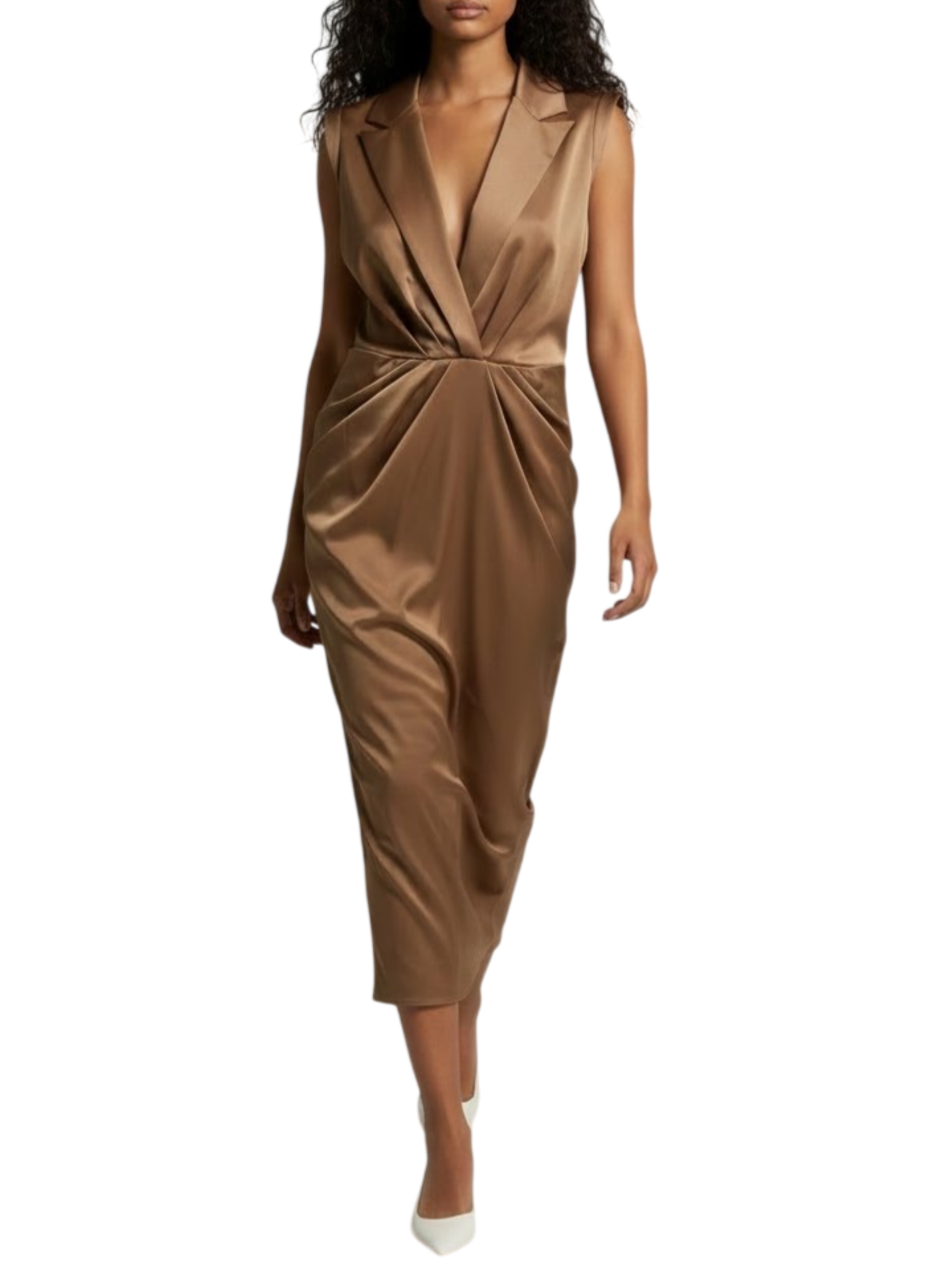 Silence abito midi Eveline satin marrone AB4241 BRONZE SILENCE 