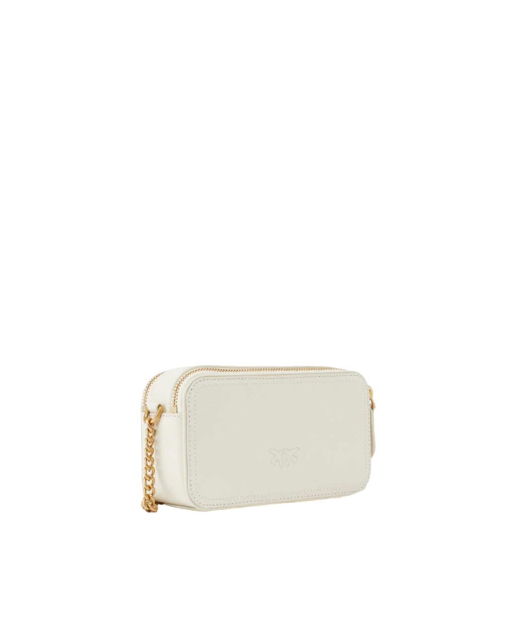 Pinko borsa Carrie in pelle martellata con logo Love Birds bianco