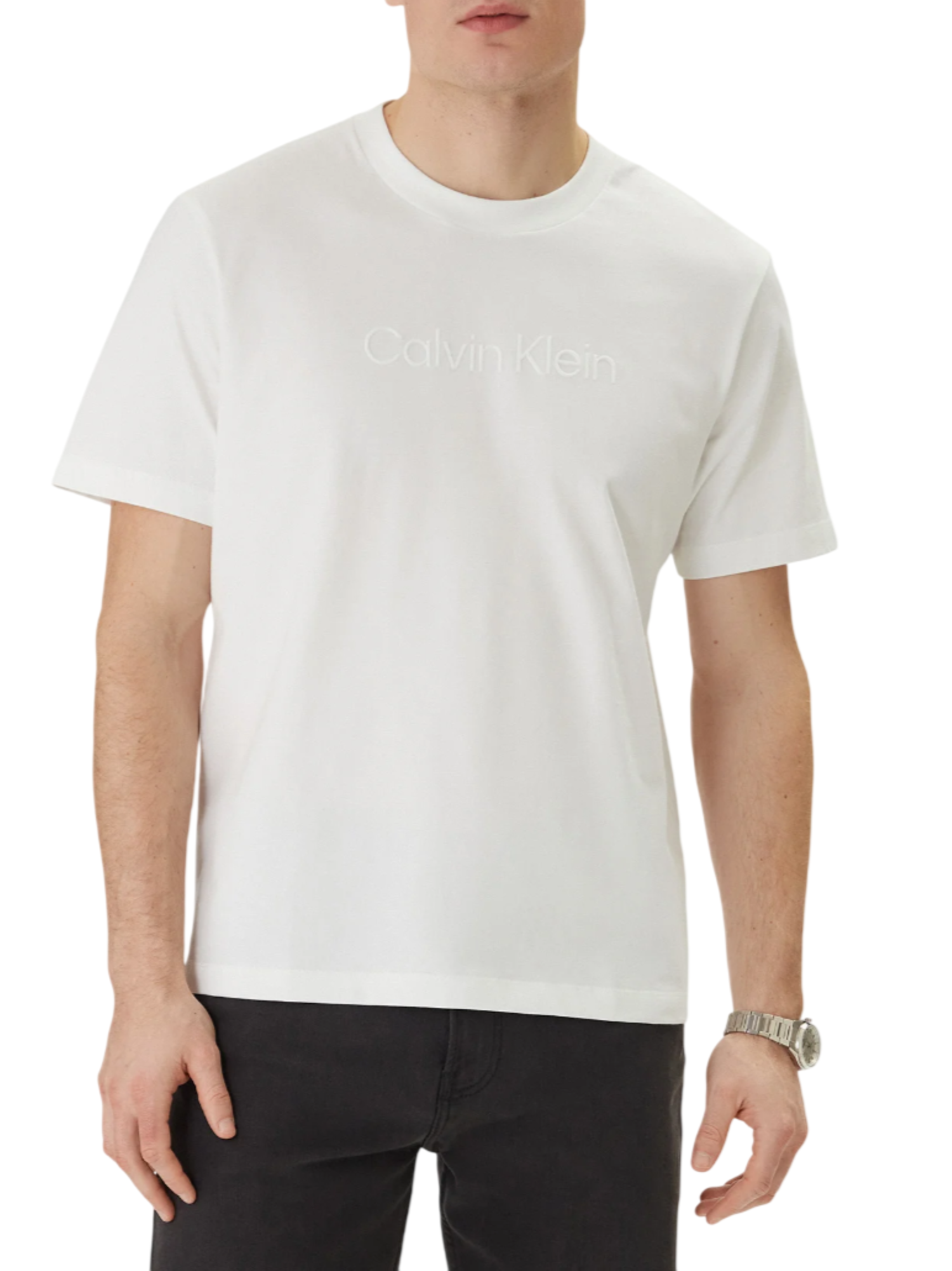 Calvin Klein T-shirt uomo manica corta con logo bianco LV04LF811G YAF Calvin Klein 