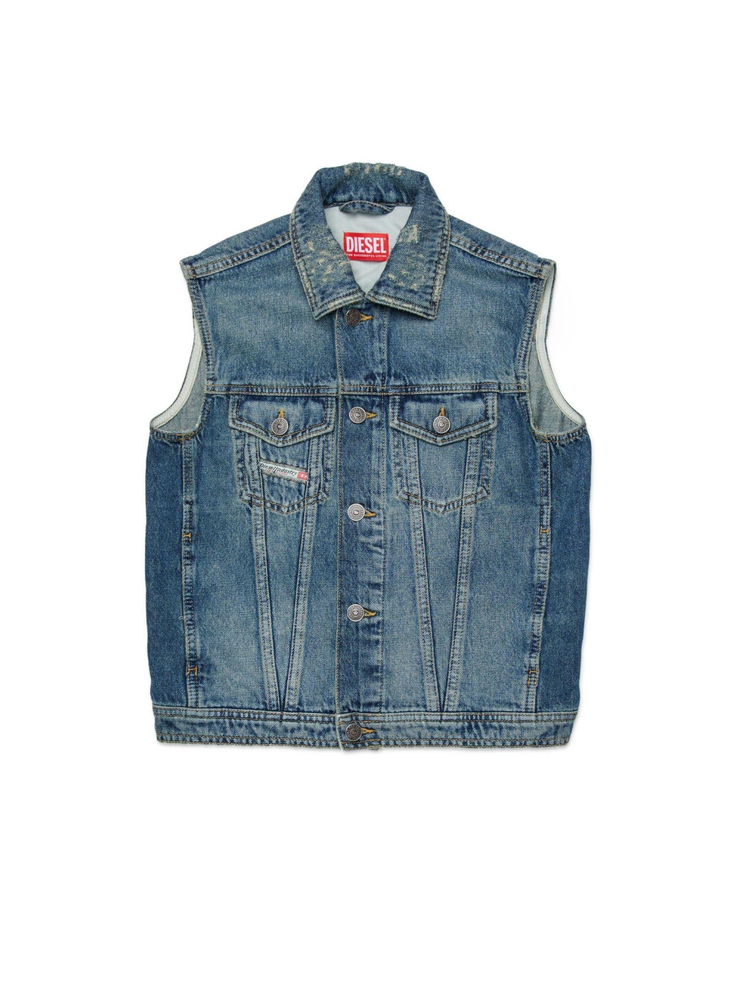 Diesel giubbino smanicato in denim bambino lavaggio blu J02545-KXBSZ K01 DIESEL 