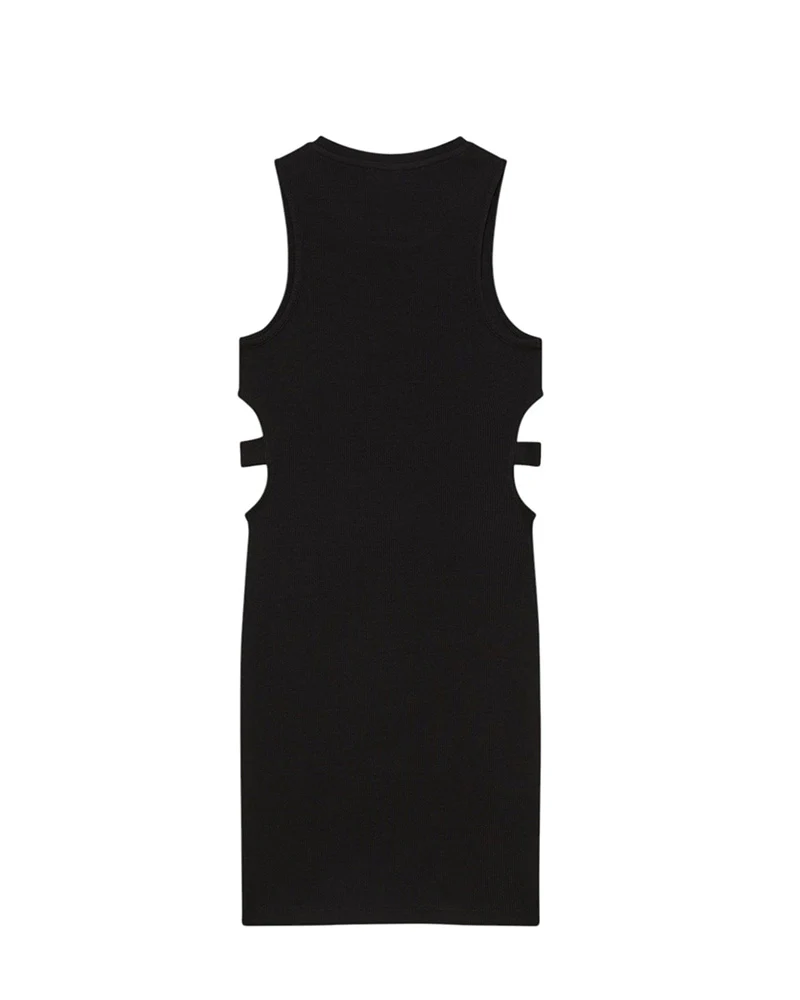 Patrizia Pepe abito smanicato a costine con cut out nero 7A0544-J267 K103 PATRIZIA PEPE 