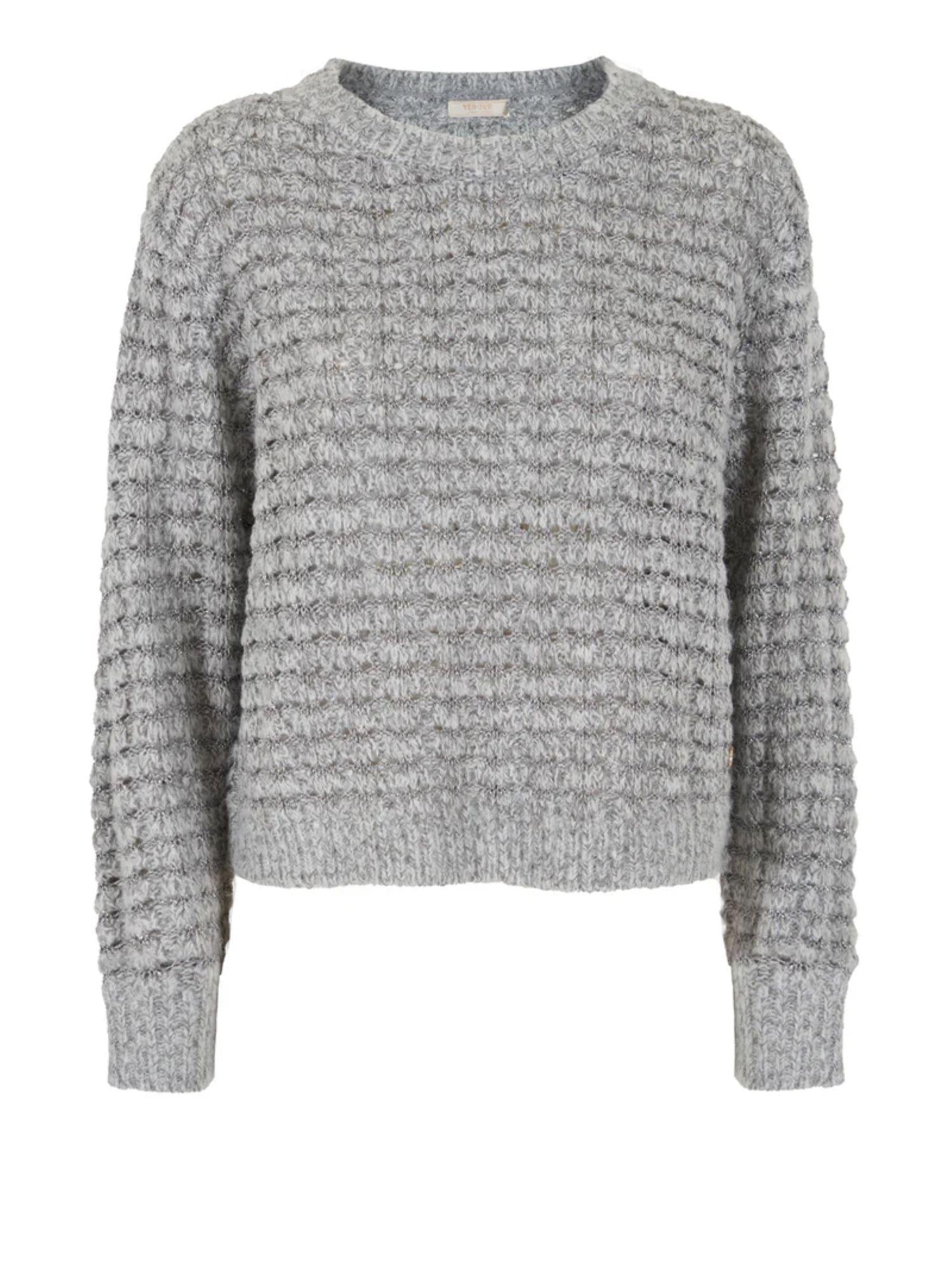 Yes Zee maglia misto lana con dettagli lurex grigio M082-IZ00 0846 YES-ZEE 