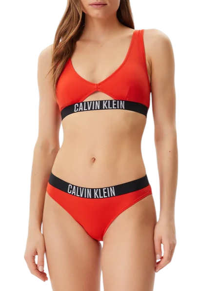 Calvin Klein slip mare in nylon con fascia logata rosso KW0KW02856 XM8 Calvin Klein Beachwear 
