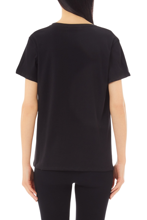 Liu Jo T-shirt manica corta con scollo a V logo strass nero TA5179J6040 M9178 LIU JO 