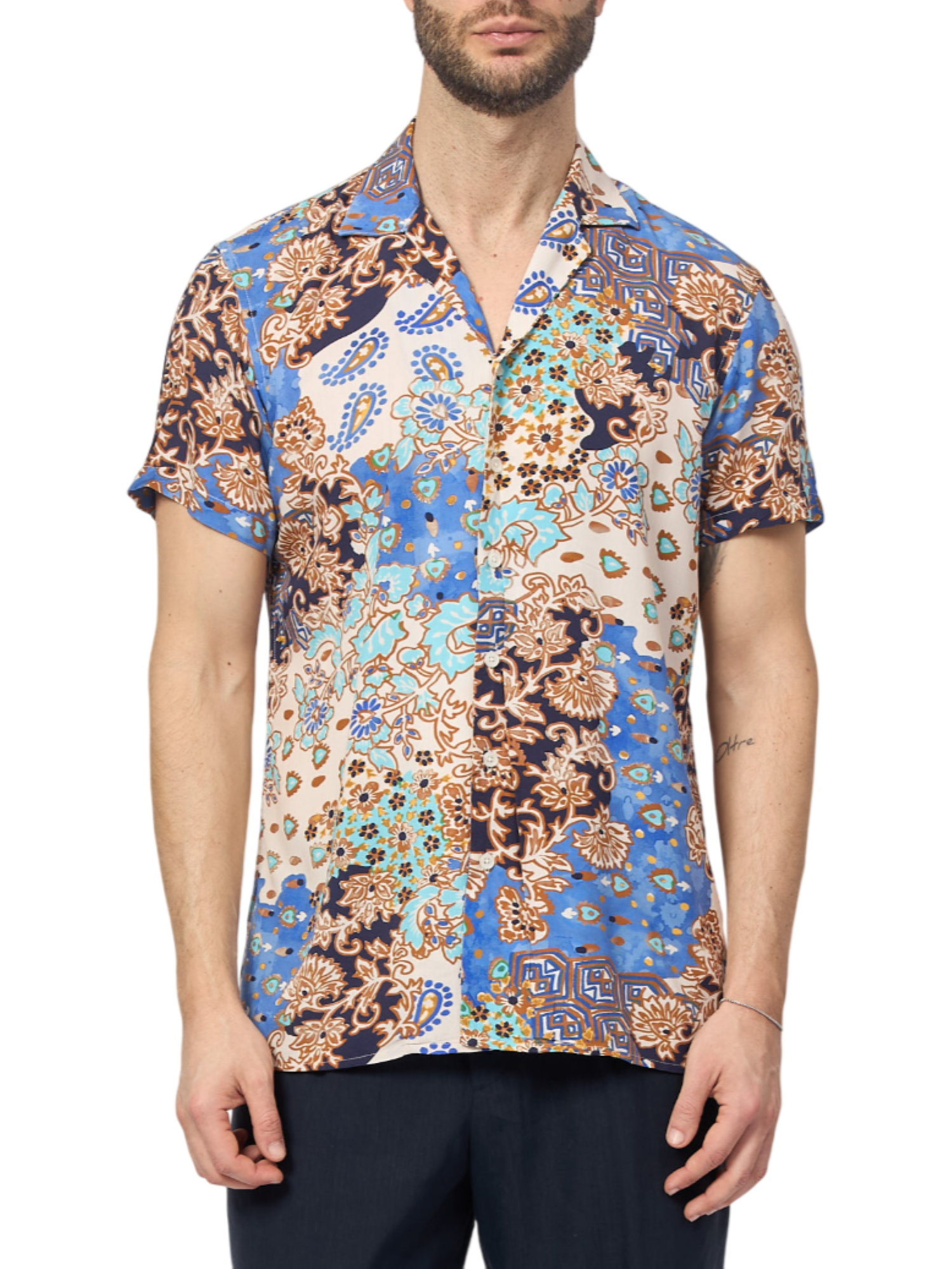 Yes Zee camicia manica corta in fantasia multicolor C701-UI00 2001 YES-ZEE 