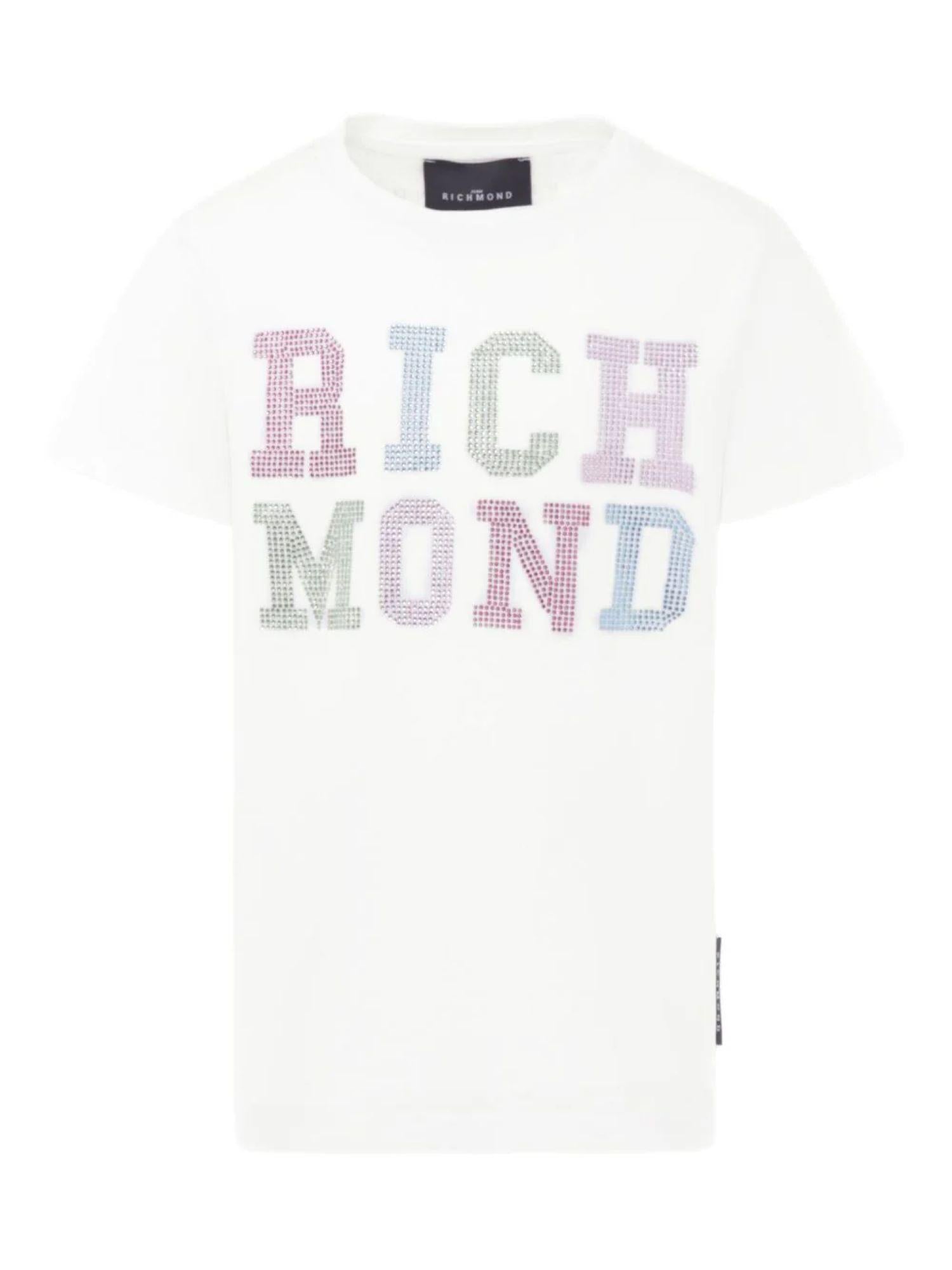 John Richmond T-shirt maniche corte Seliste con logo strass bianco RGP25205TS WHITE John RICHMOND 