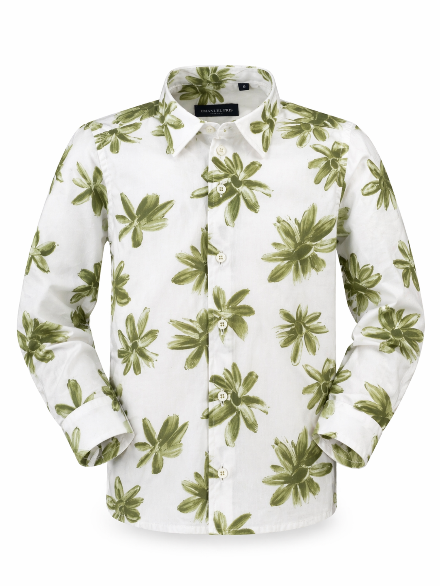 Emanuel Pris camicia bambino in fantasia floreale bianco verde ECM4193B BIANCO-VERDE EMANUEL PRIS 