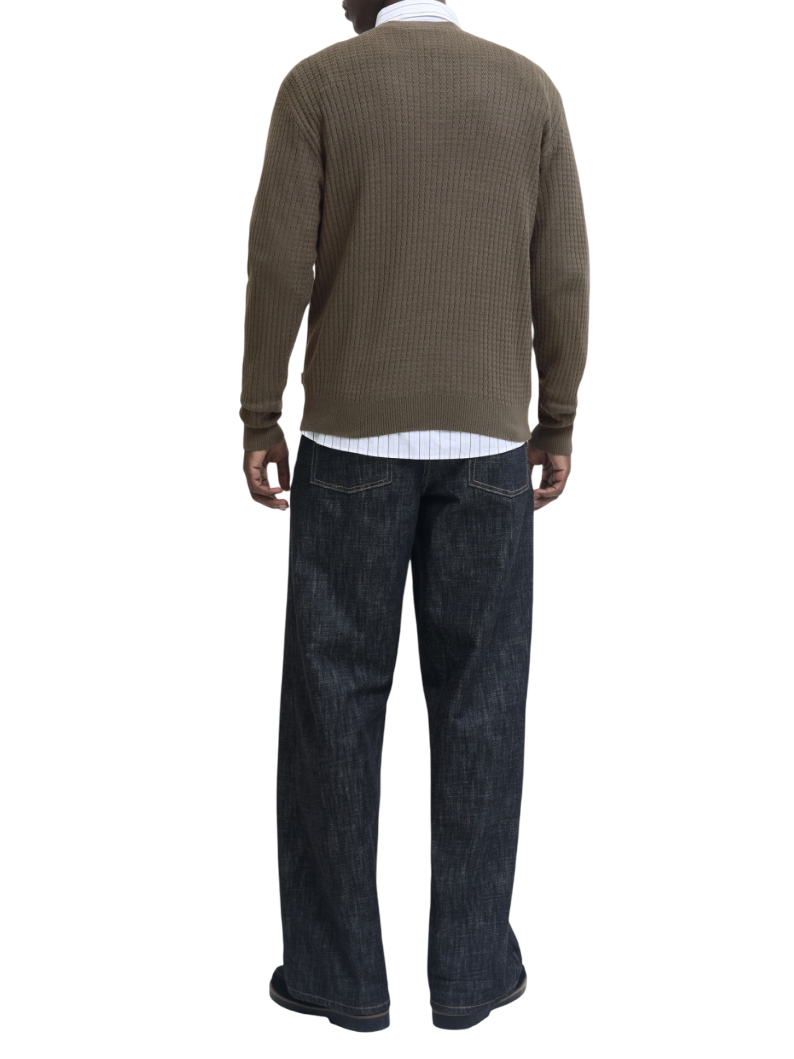 Jack&Jones maglia uomo con trecce verde militare 12286611 CROCODILE-TWIST ZIGZAG JACK&JONES 