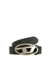 Diesel cintura in pelle h3 con placca logo nero argento