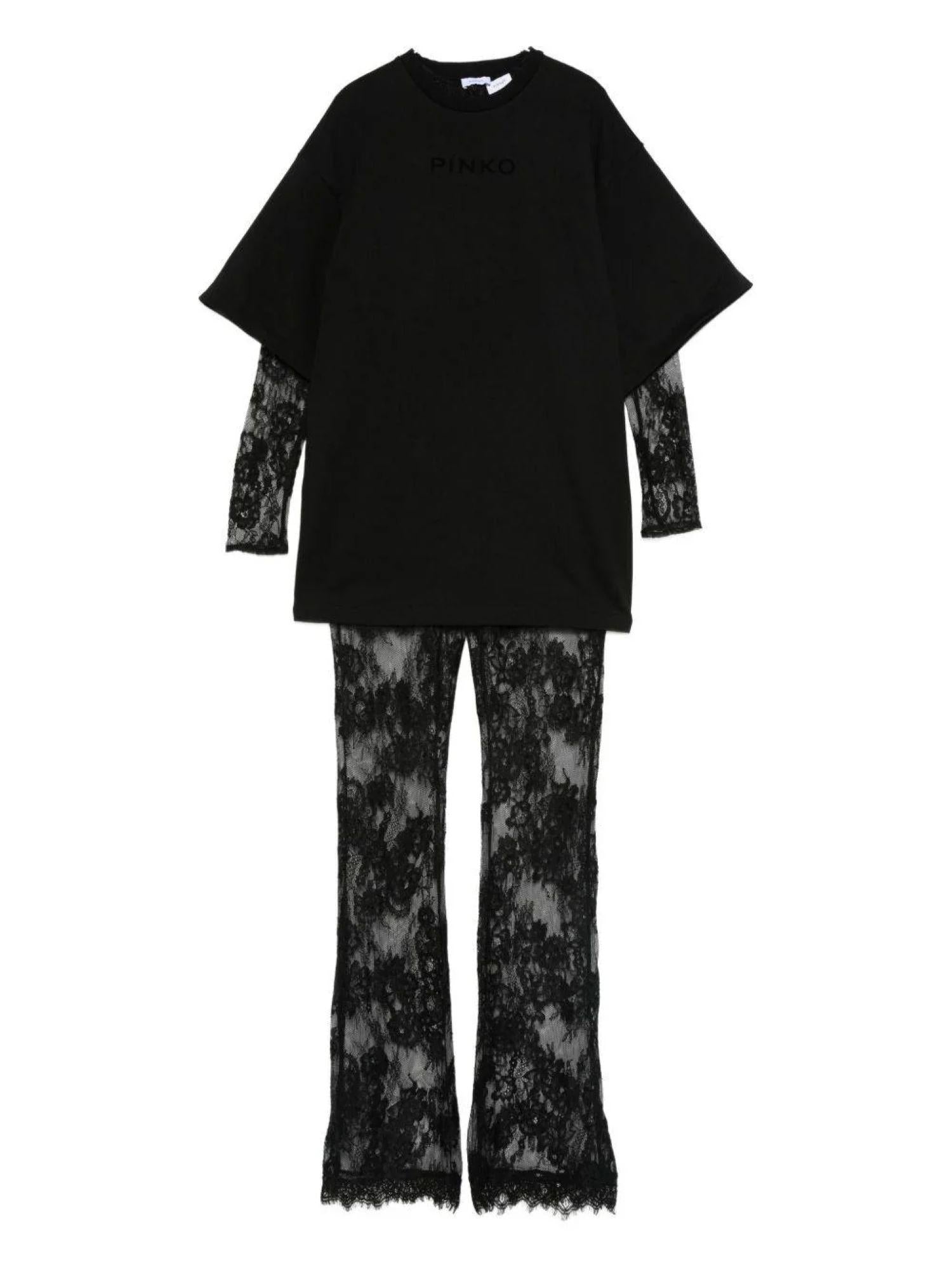 Pinko Kids tuta jumpsuit bambina con pizzo nero KFCM003CTV102 N000 PINKO KIDS 