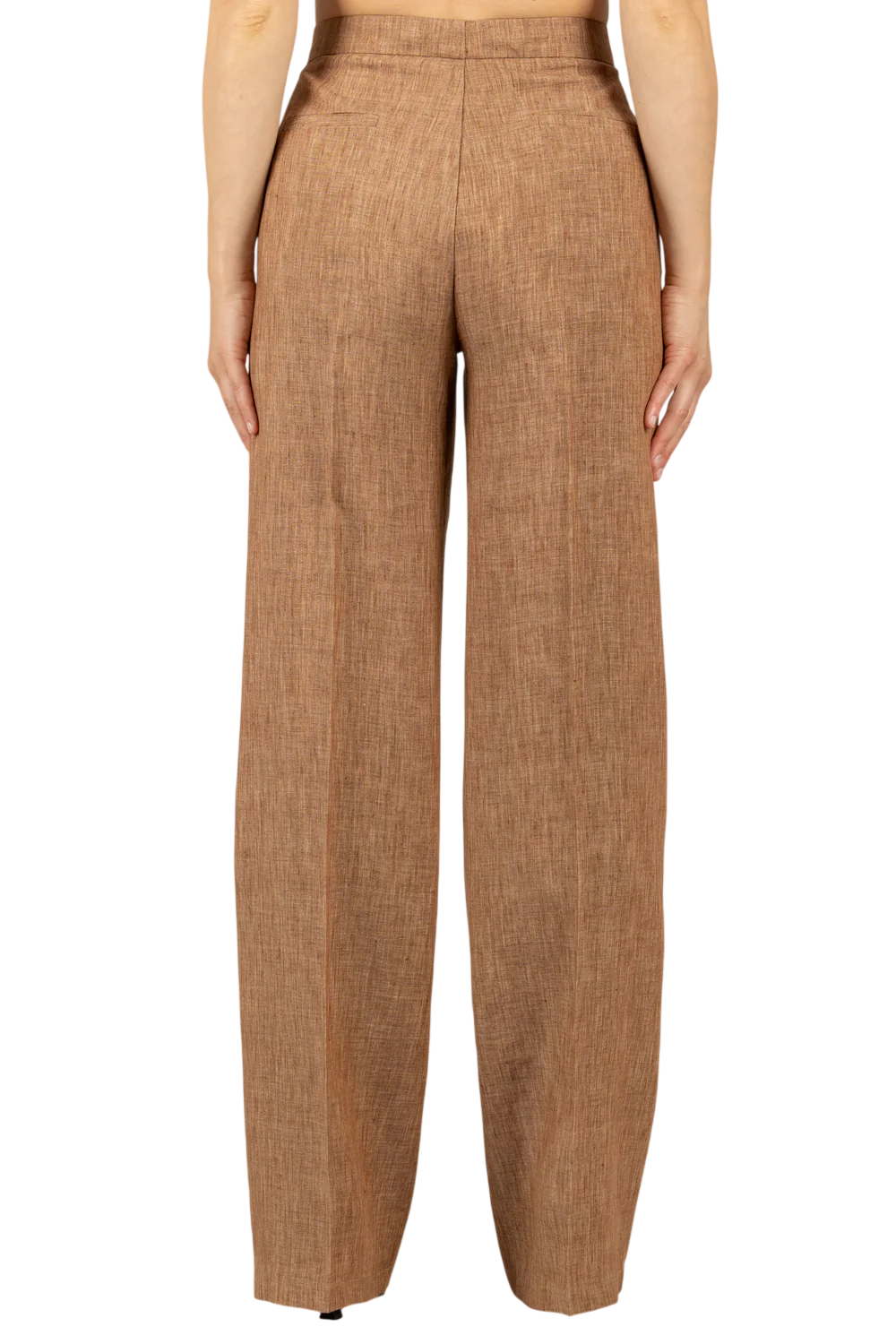 Vicolo pantaloni palazzo misto lino fiammato marrone TAB1730 TABACCO VICOLO 
