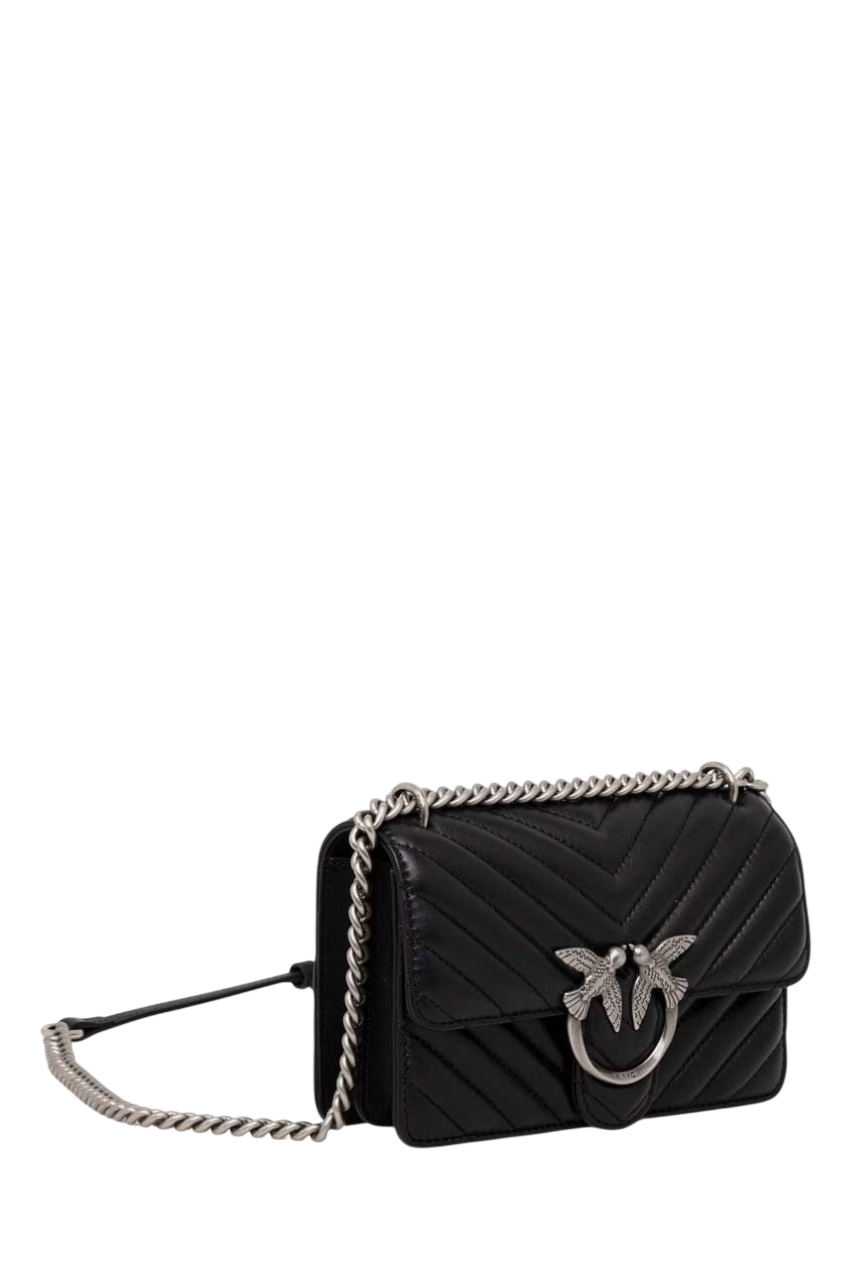 Pinko borsa Love Bag One Mini in pelle trapuntata nero argento 100074-A0GK Z99O PINKO 