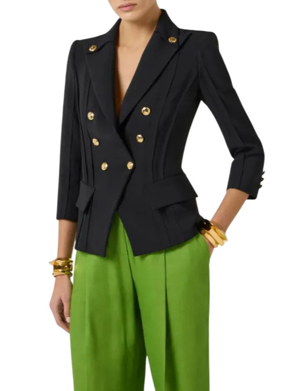 Elisabetta Franchi giacca blazer doppiopetto in tessuto crepe nero GI21861 110 ELISABETTA FRANCHI 