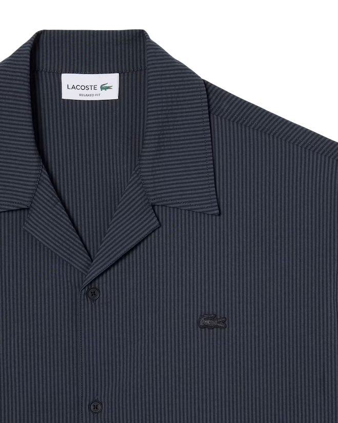 Lacoste camicia a righe uomo manica corta nero grigio CH2355 4CI LACOSTE 