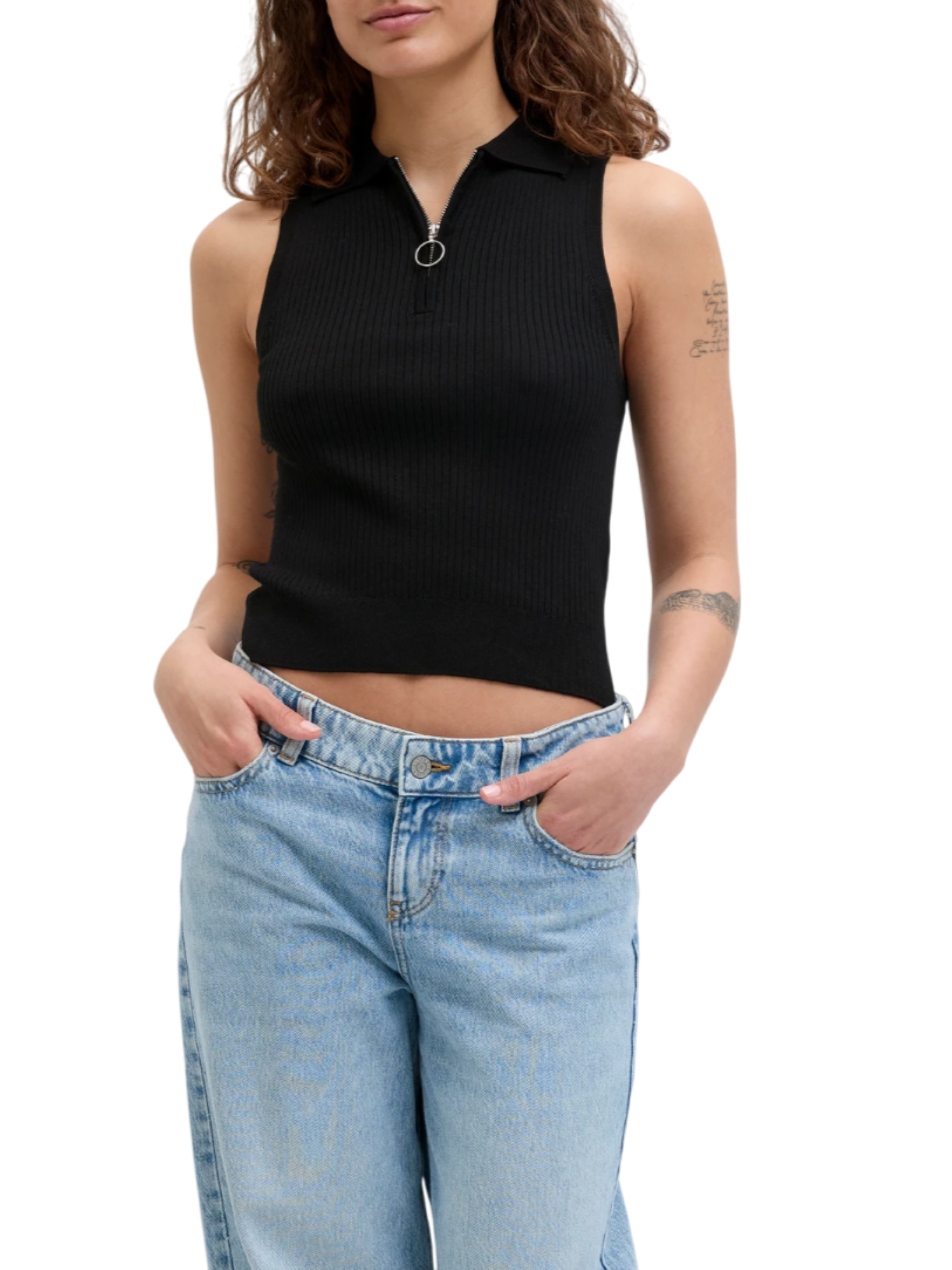 Jjxx top stile polo in maglia nero 12274361 BLACK JJXX 