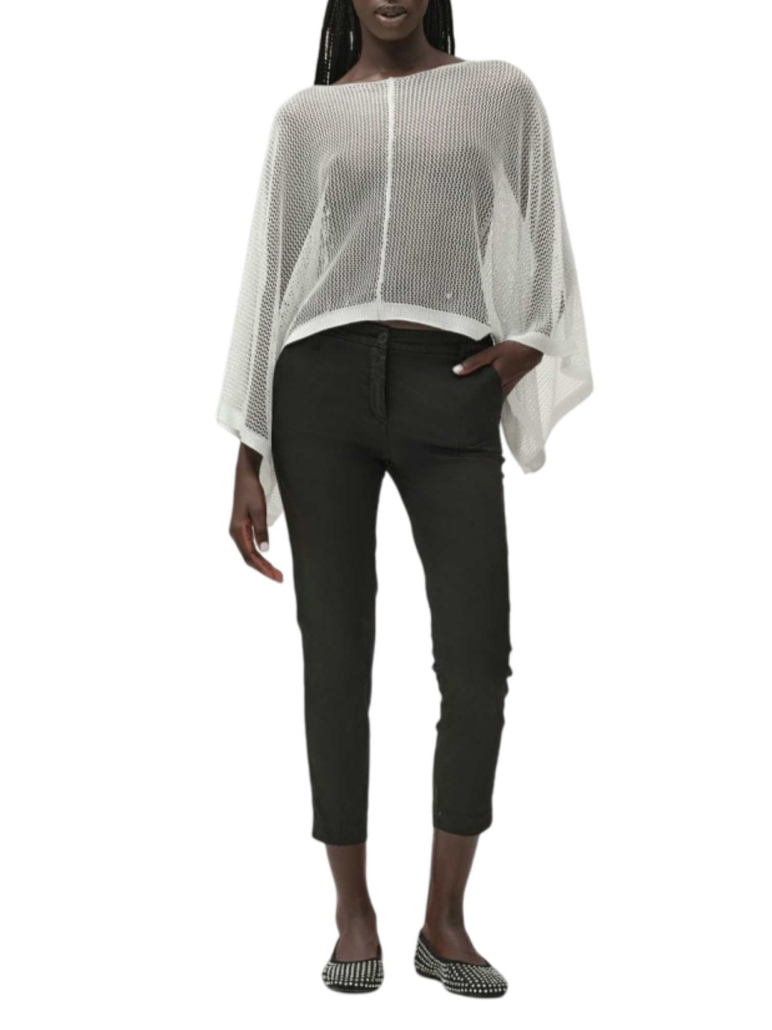 White Wise pantaloni slim in rasatello nero WW30501 NERO WHITE WISE 