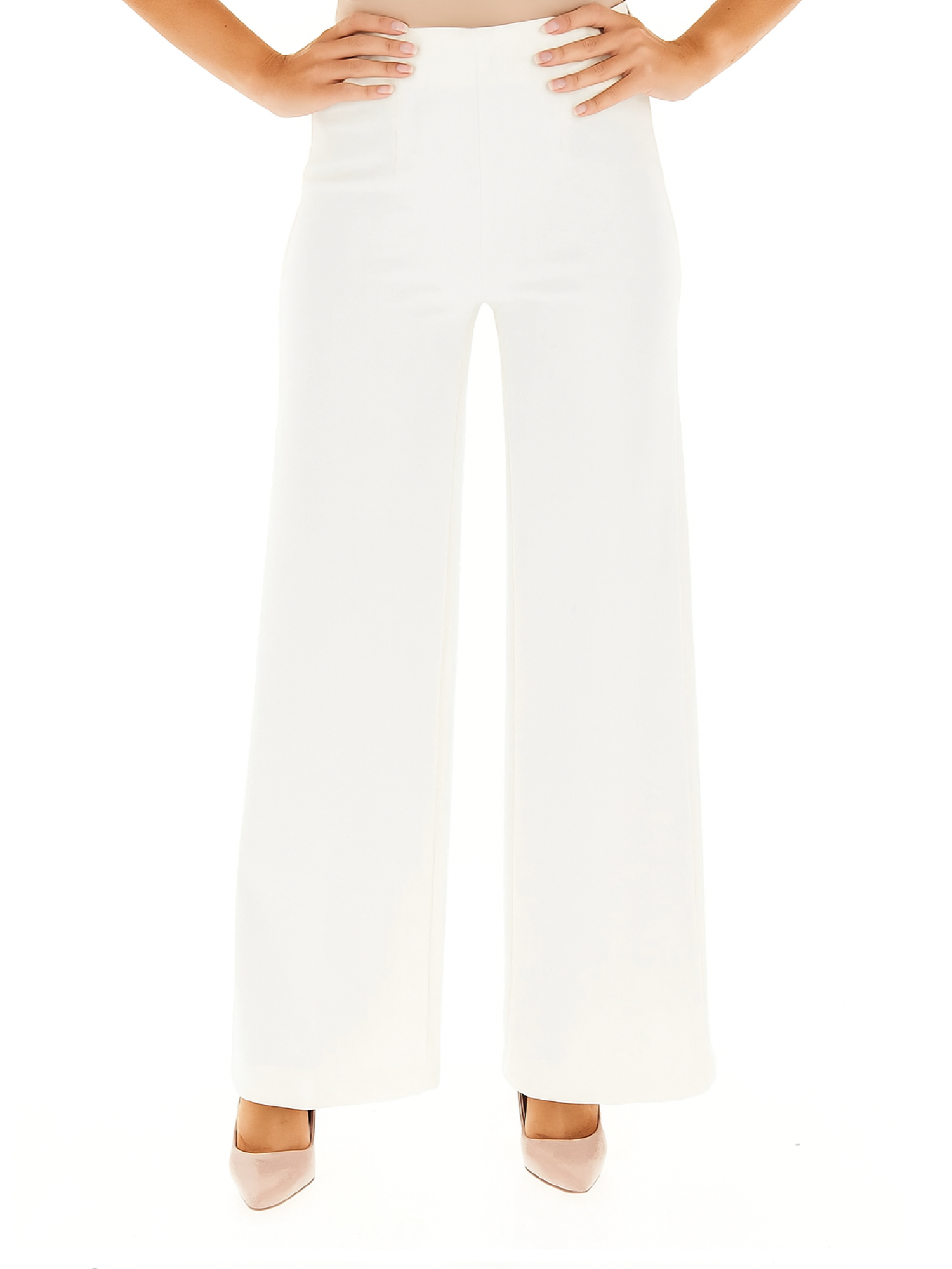 Vicolo pantaloni palazzo in crepe panna TF0356 PANNA VICOLO 
