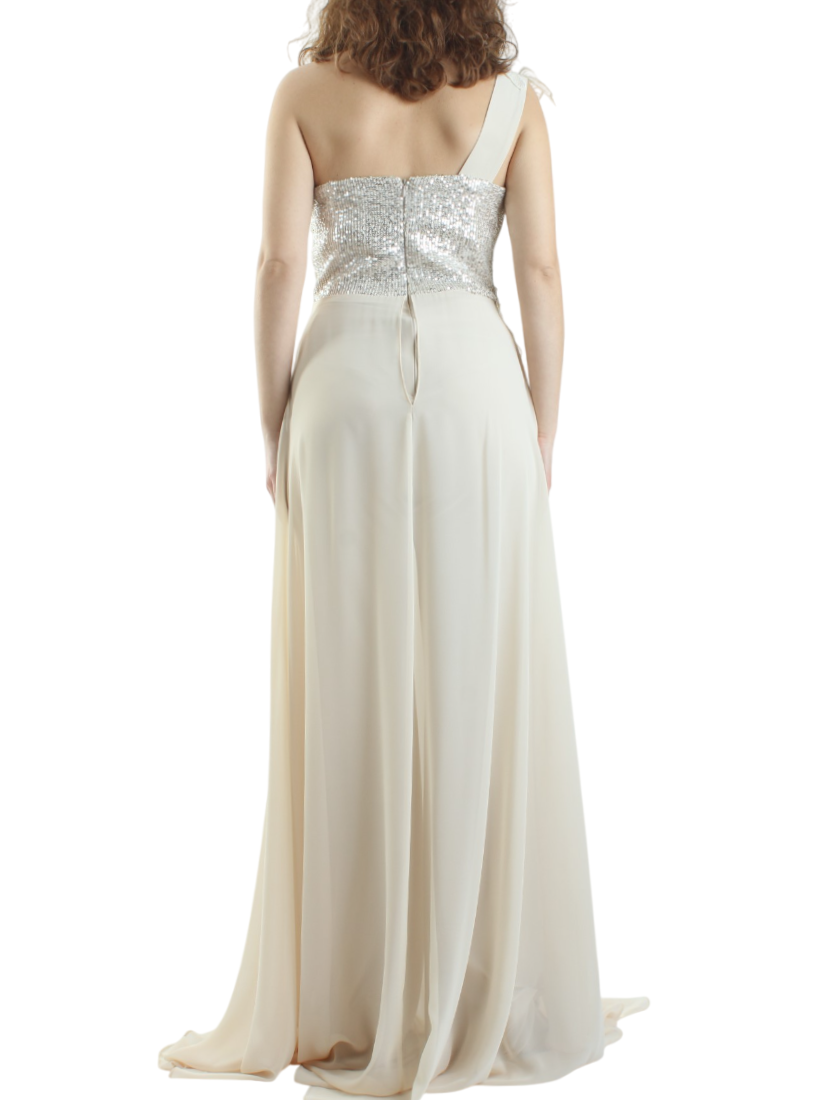 Impero Couture tuta jumpsuit elegante con paillettes color champagne