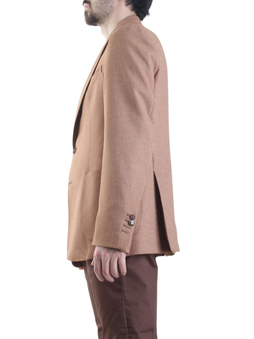 Mulish giacca blazer monopetto con trama spigata marrone nocciola