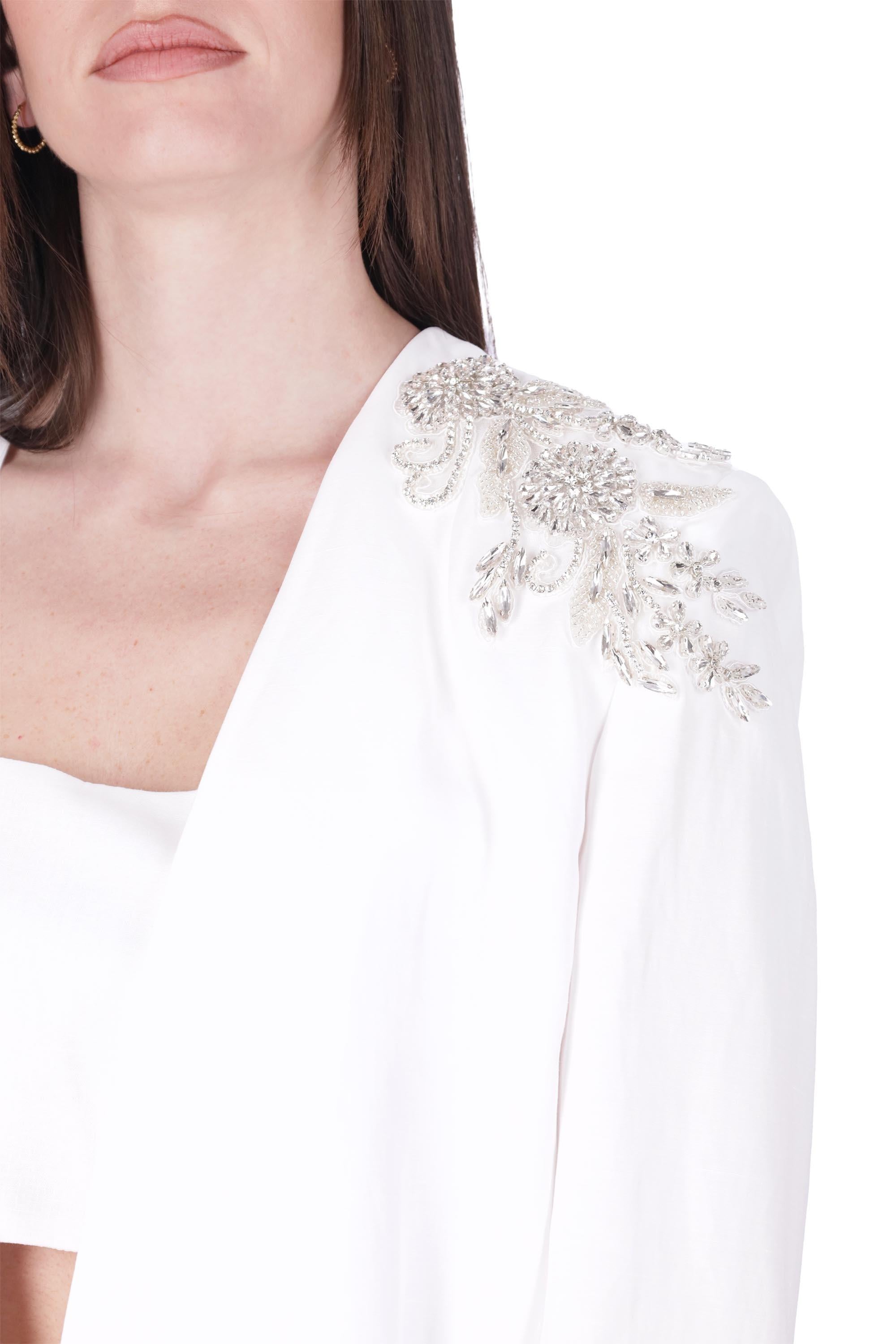 Blugirl giacca elegante misto lino con applicazioni gioiello bianco RA5158T8823 C3702 BLUGIRL 