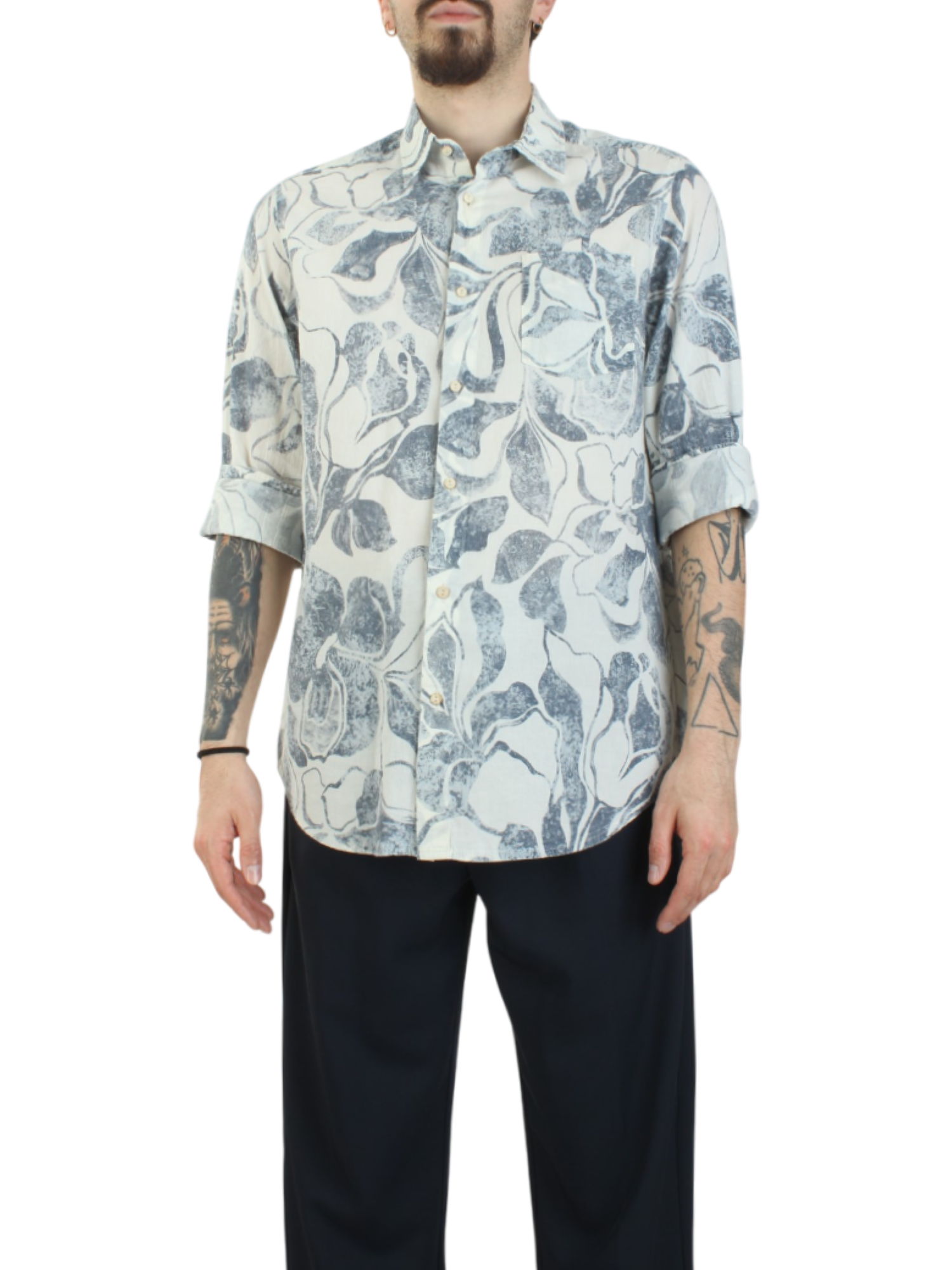 Alta Tensione camicia in fantasia ecrù blu 3333-SUSINA UNICO ALTA TENSIONE 