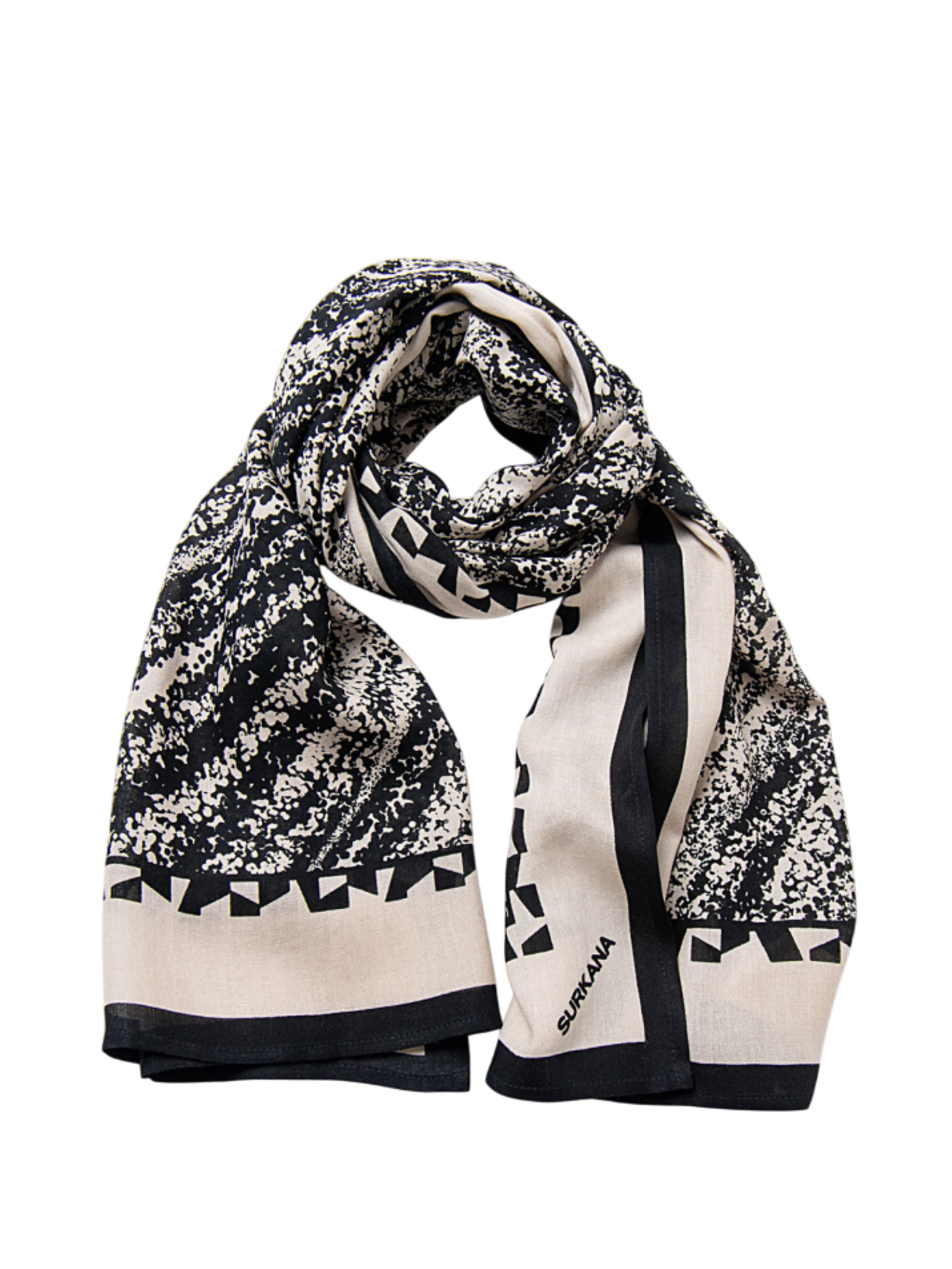 Surkana sciarpa donna in viscosa ecrù nero 35PANO225 80 SURKANA 