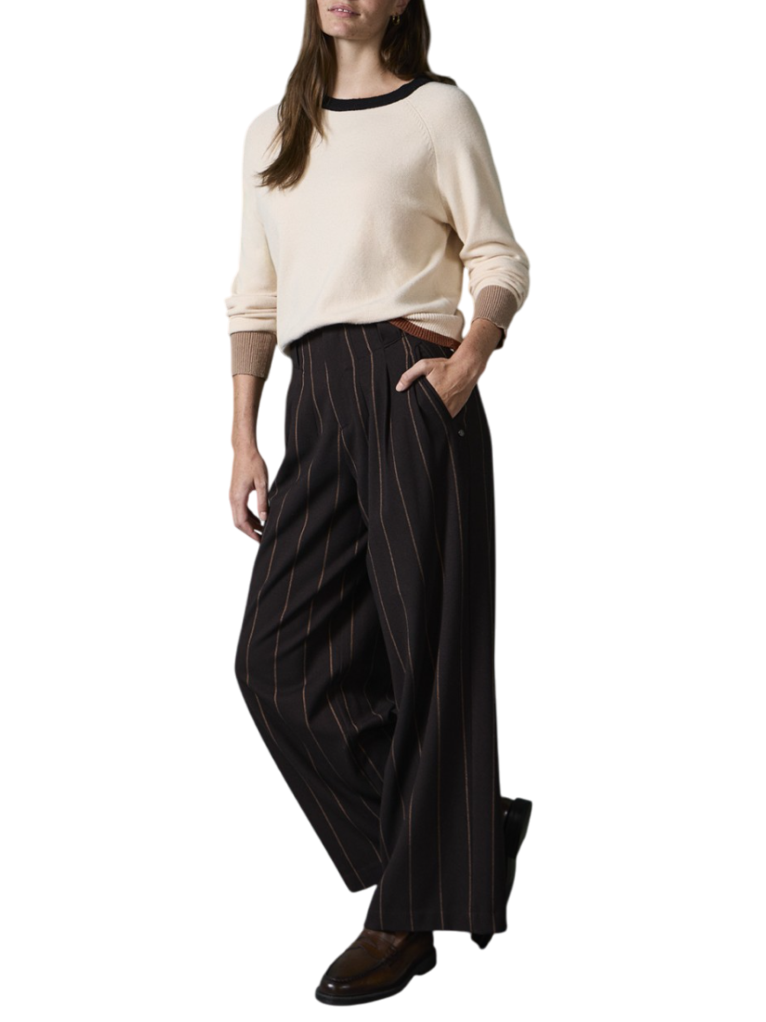 Surkana pantaloni gessati gamba larga marrone 565IRDI525 70 SURKANA 