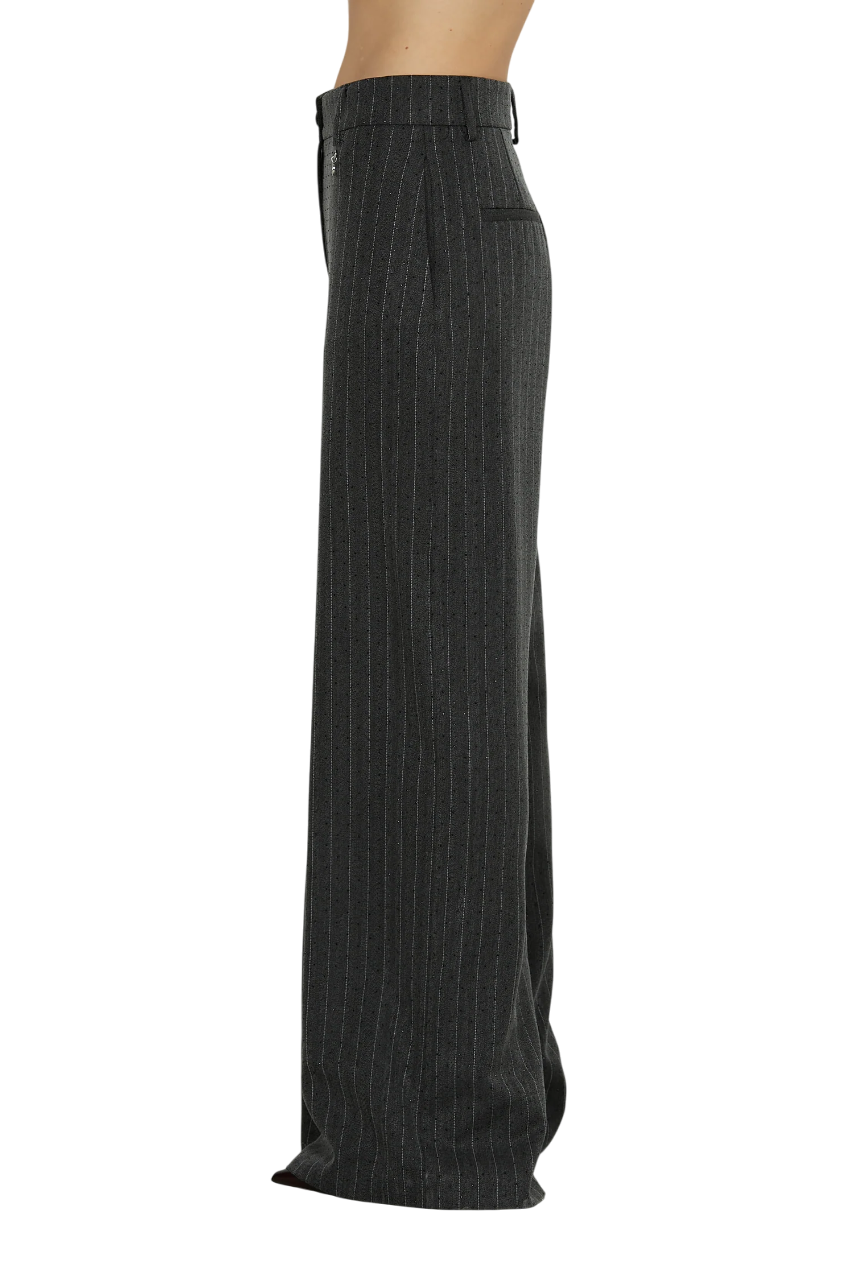 Relish pantaloni palazzo gessati Preziosam con strass grigio PREZIOSAM 1138 RELISH 