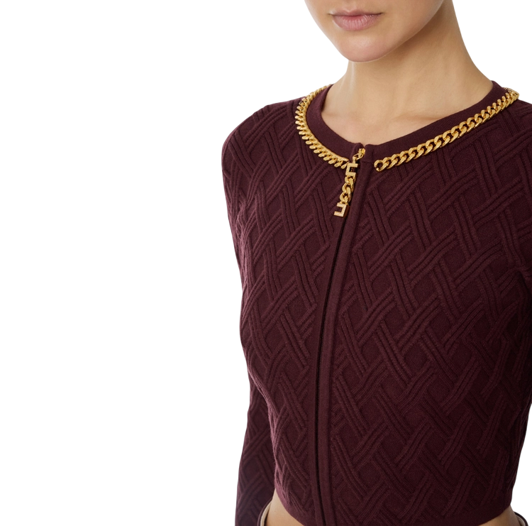 Elisabetta Franchi cardigan in maglia a rombi borgogna MK29B56E2 EA4 ELISABETTA FRANCHI 