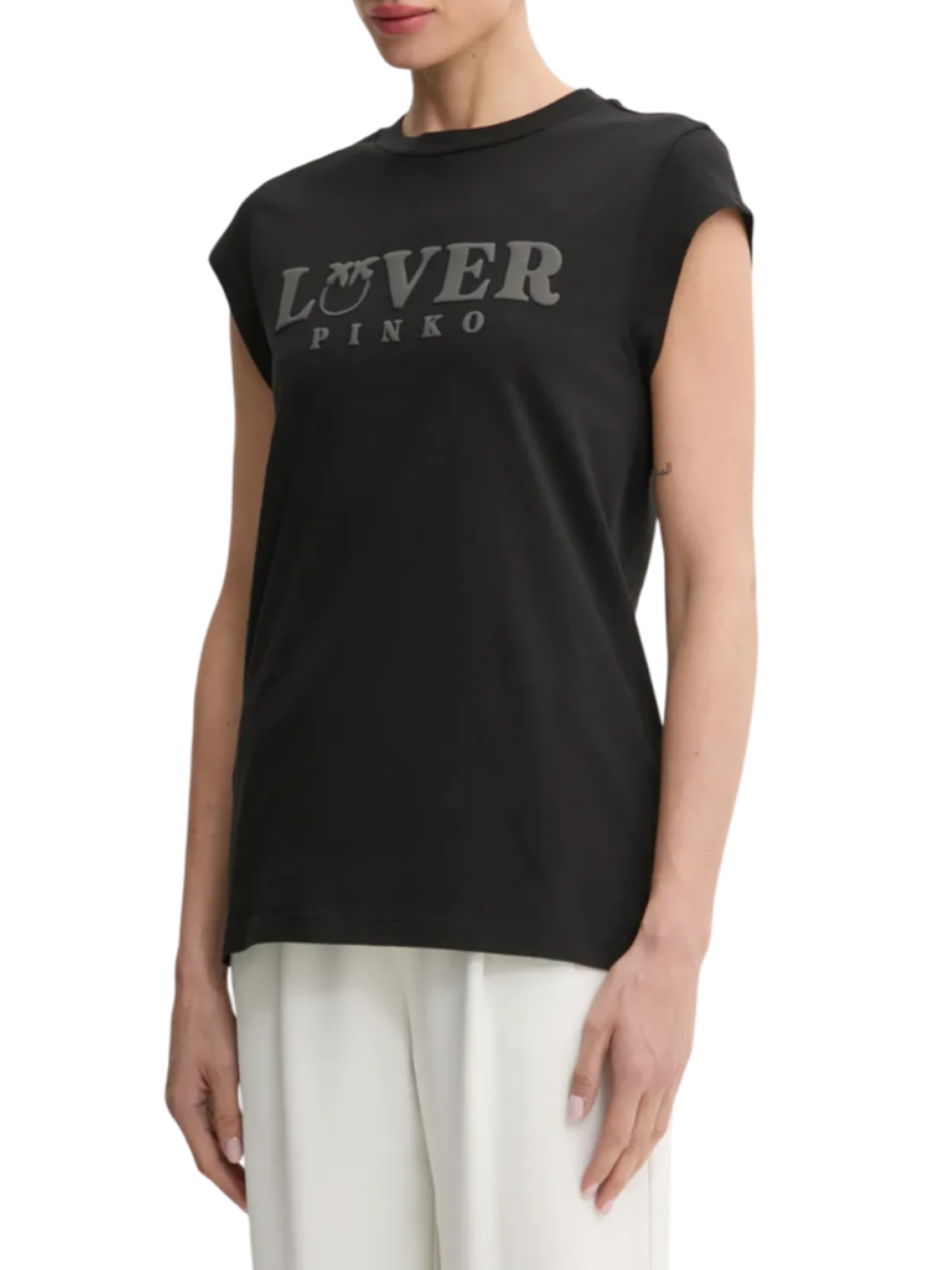 Pinko T-shirt Marrakech manica corta con logo verde militare 104603-A2D1 Z99 PINKO 