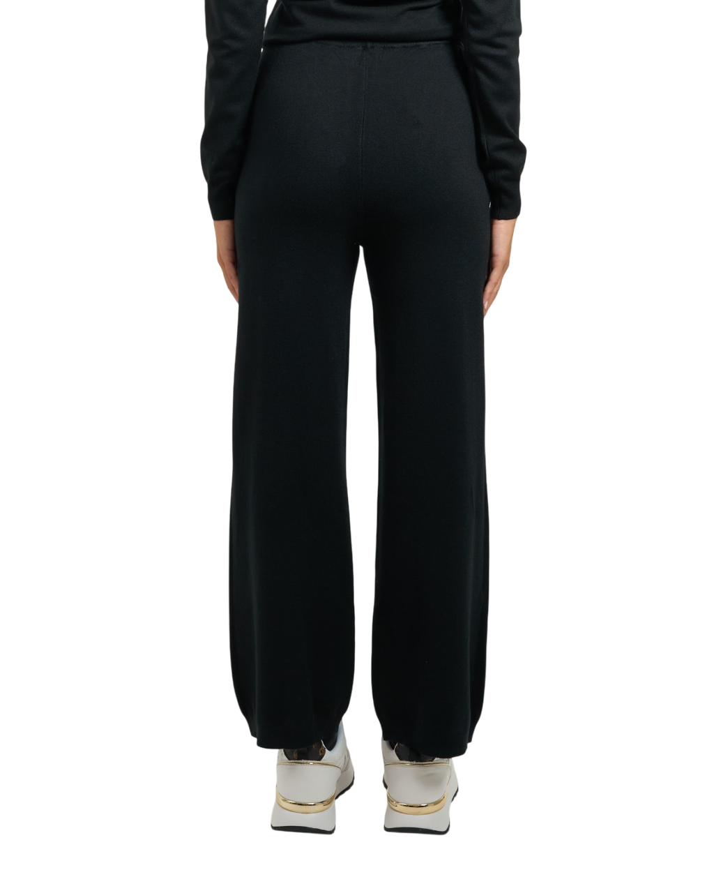 Yez Zee pantaloni in maglia gamba larga nero P369-RU00 0801 YES-ZEE 