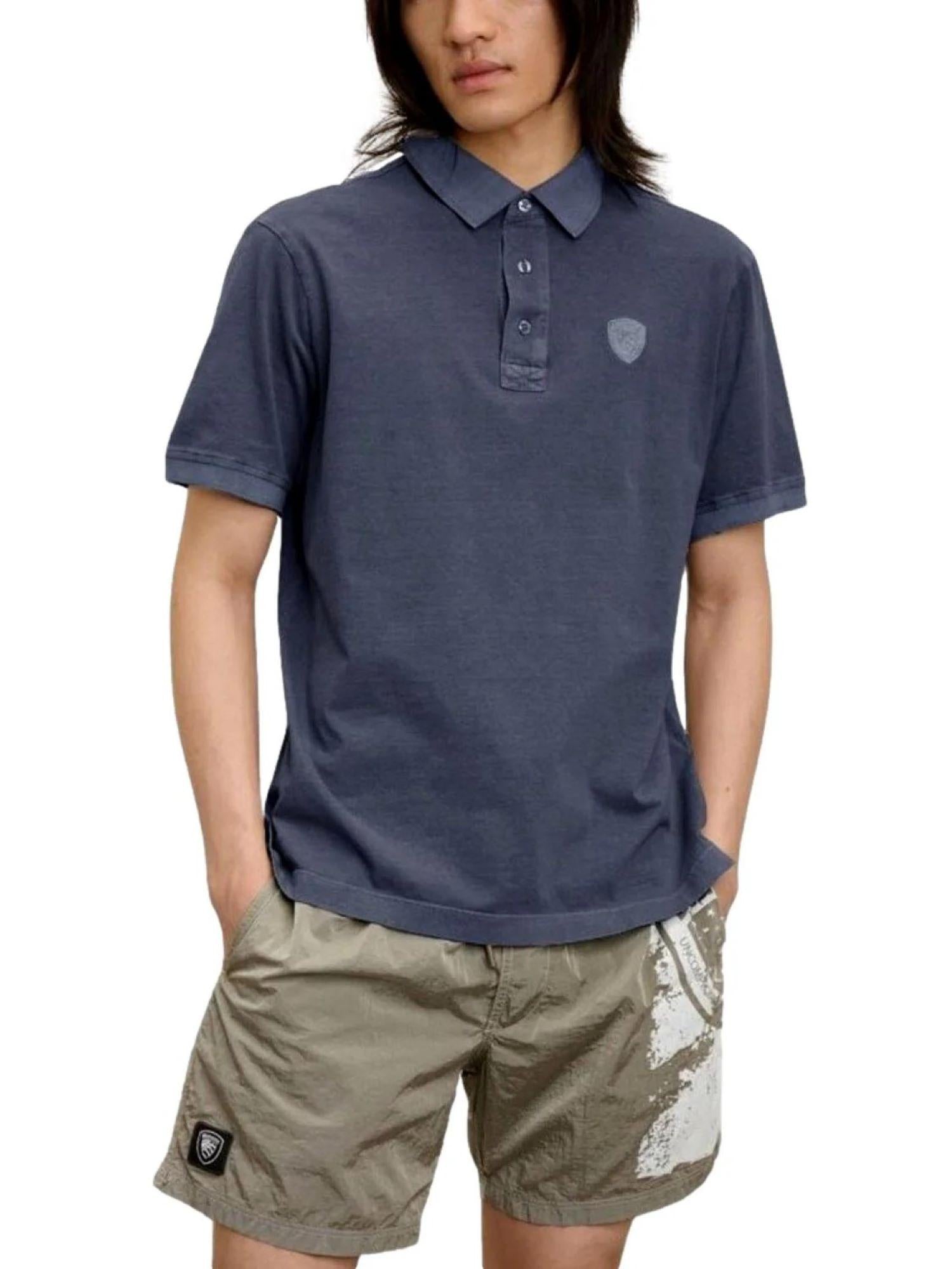 Blauer polo Devitt manica corta in cotone blu 25SBLUT02346-007132 888 BLAUER 