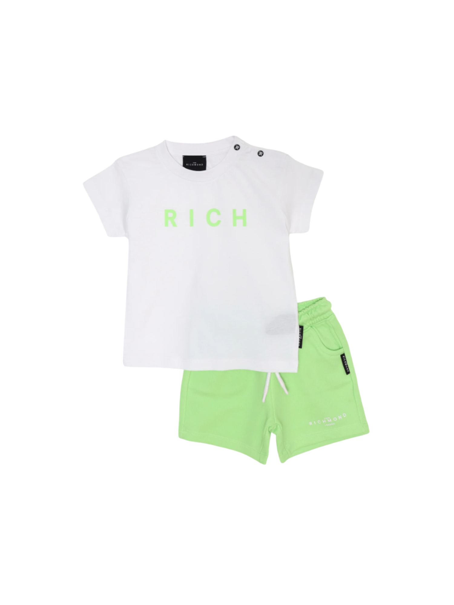 John Richmond completo T-shirt e shorts bianco verde RIP25019CJ WHITE-TROP John RICHMOND 
