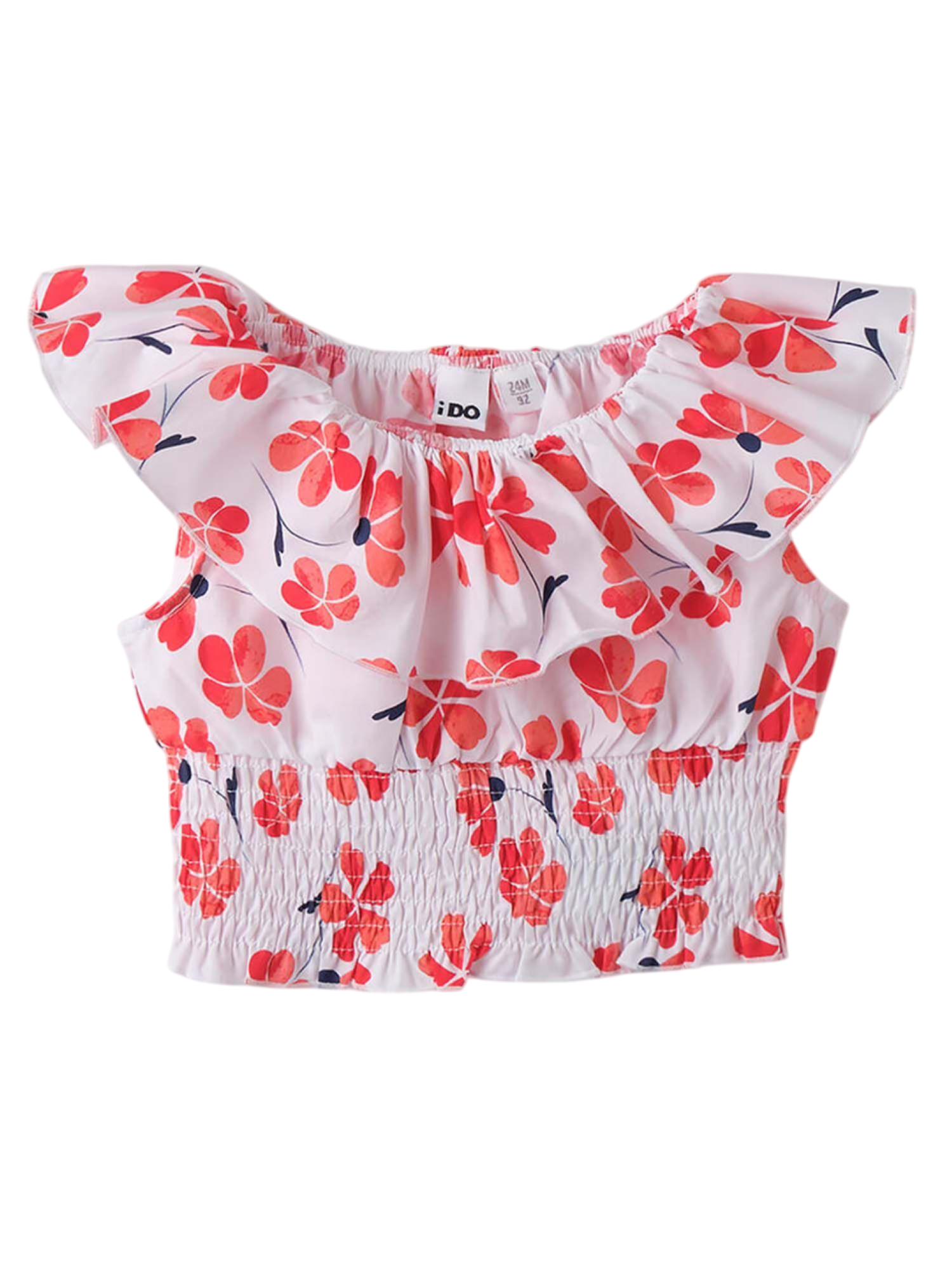iDo top crop in fantasia a fiori bianco rosso 4B480 6BLF iDO 