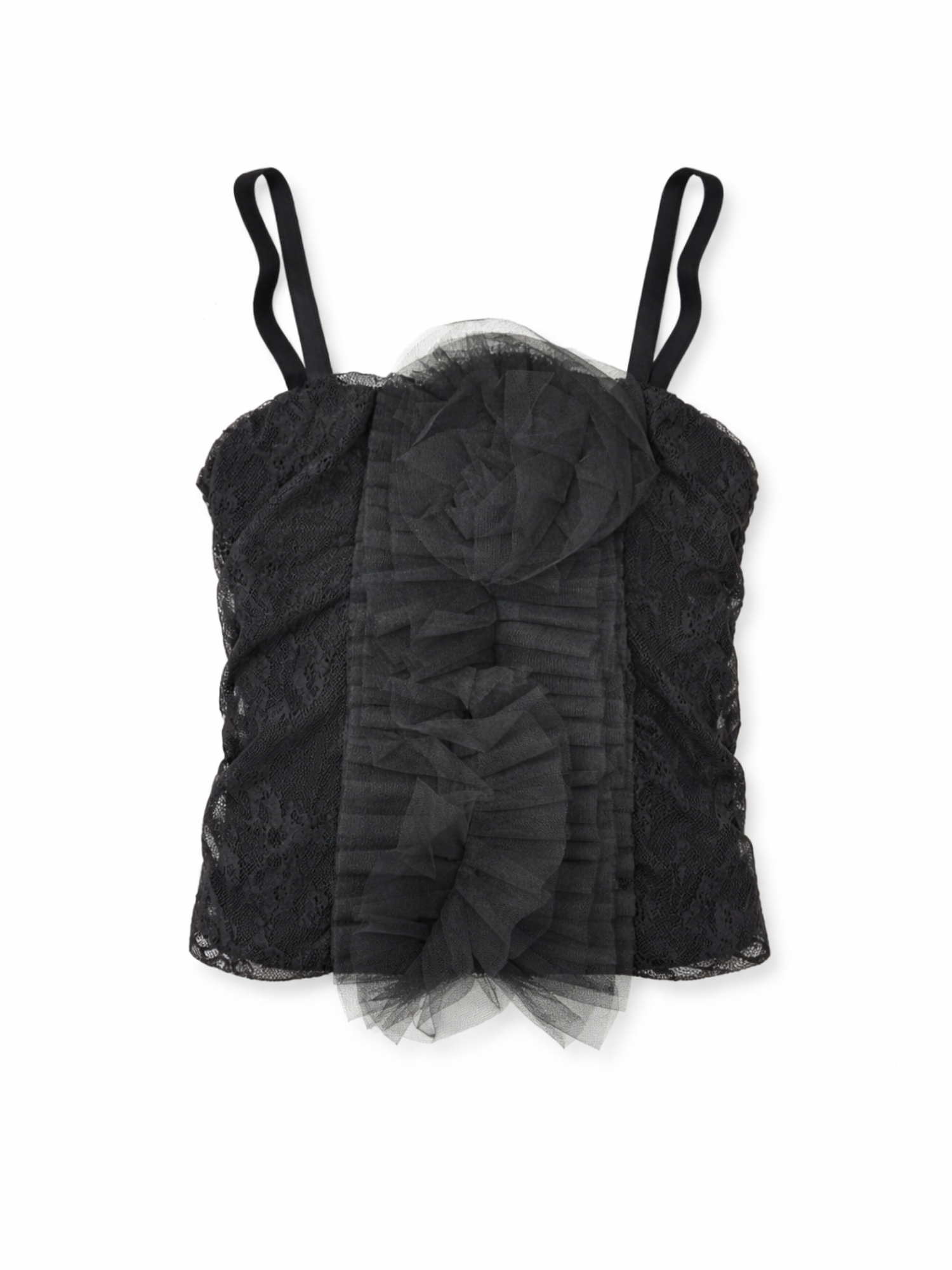 Patrizia Pepe top crop in pizzo con rouches nero 7M0995-A745 K103 PATRIZIA PEPE 