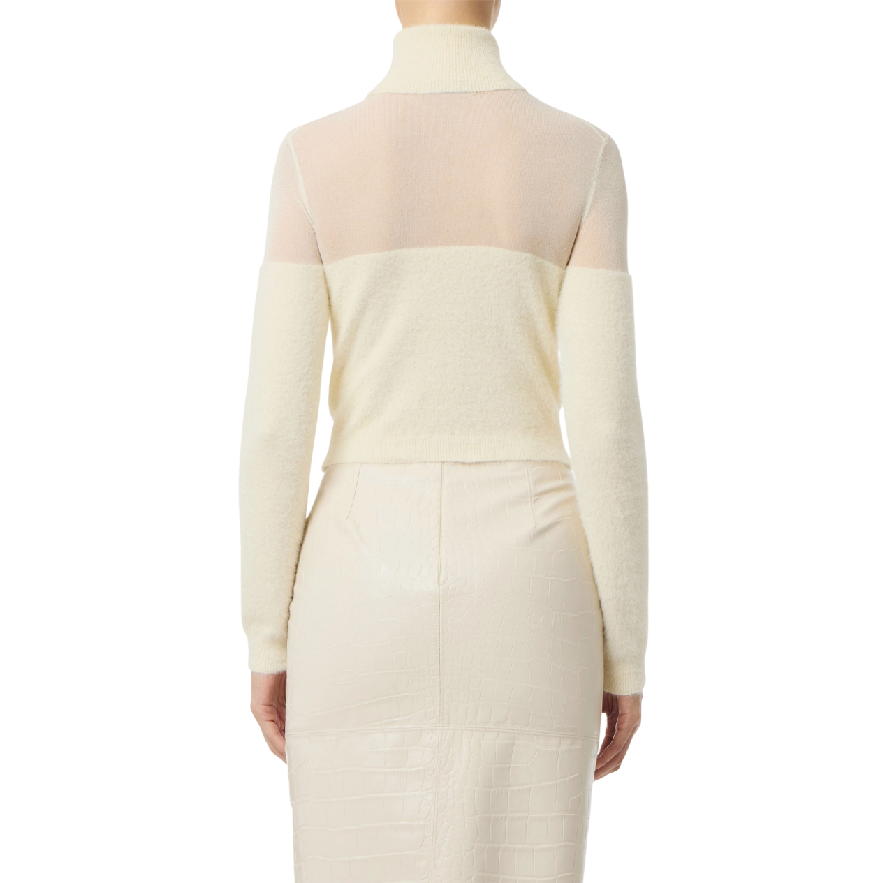 Elisabetta Franchi maglia dolcevita con trasparenze avorio MK54T57E2 DZ9 ELISABETTA FRANCHI 