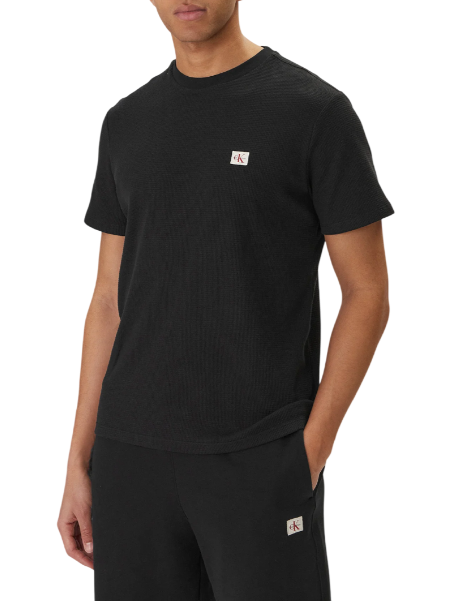 Calvin Klein Jeans T-shirt manica corta uomo patch logo nero LV04RD008G UB1 Calvin Klein Jeans 