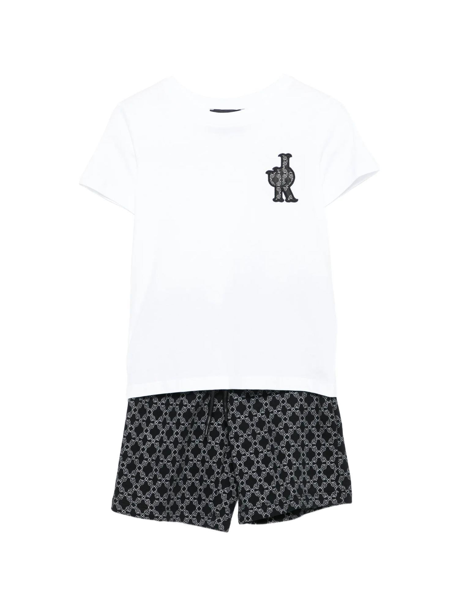 John Richmond completo bambino T-shirt e bermuda bianco nero RBP26078CJ WHITE-NEW MONOGRAM BLACK John RICHMOND 